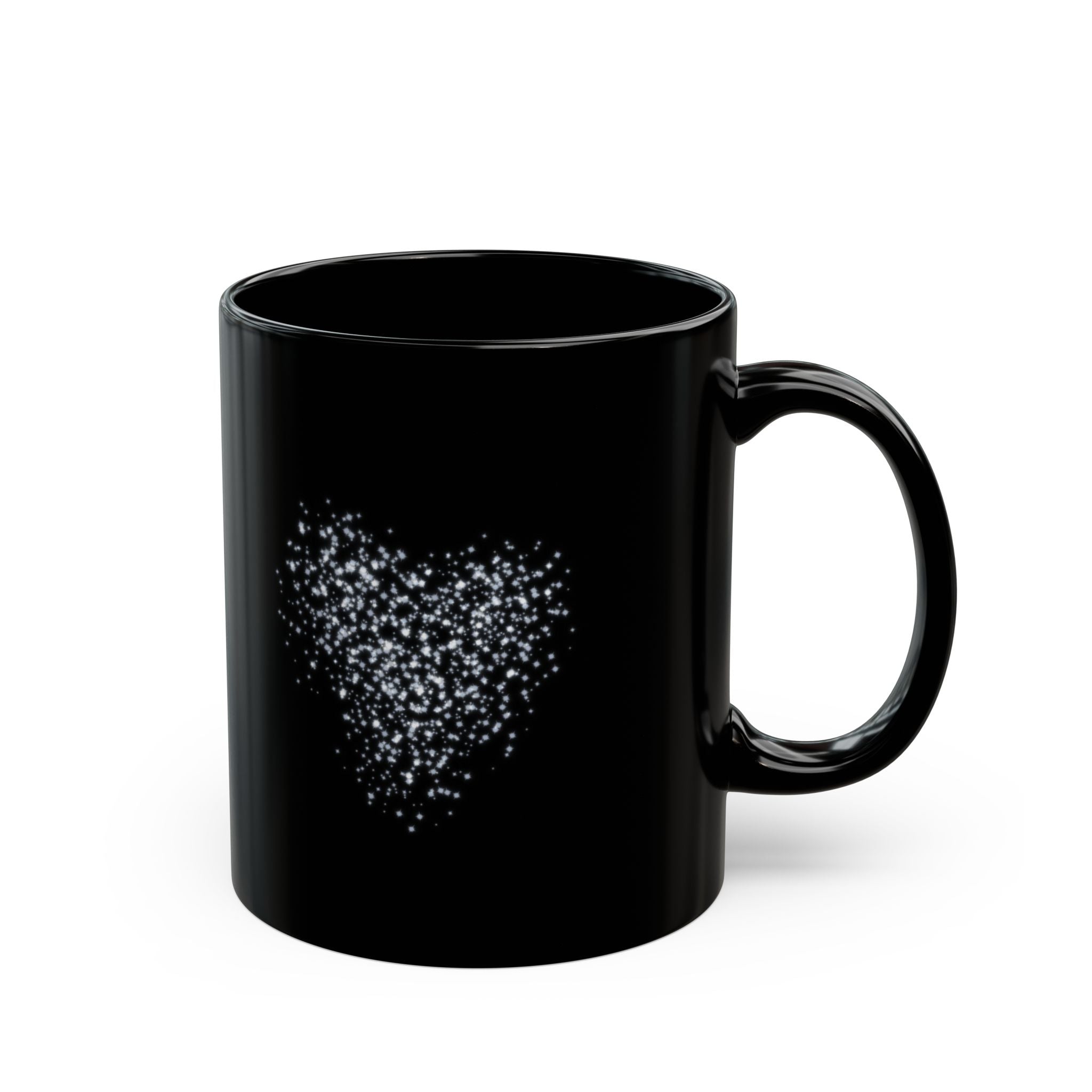 SNOWY HEART Black Mug (11oz)