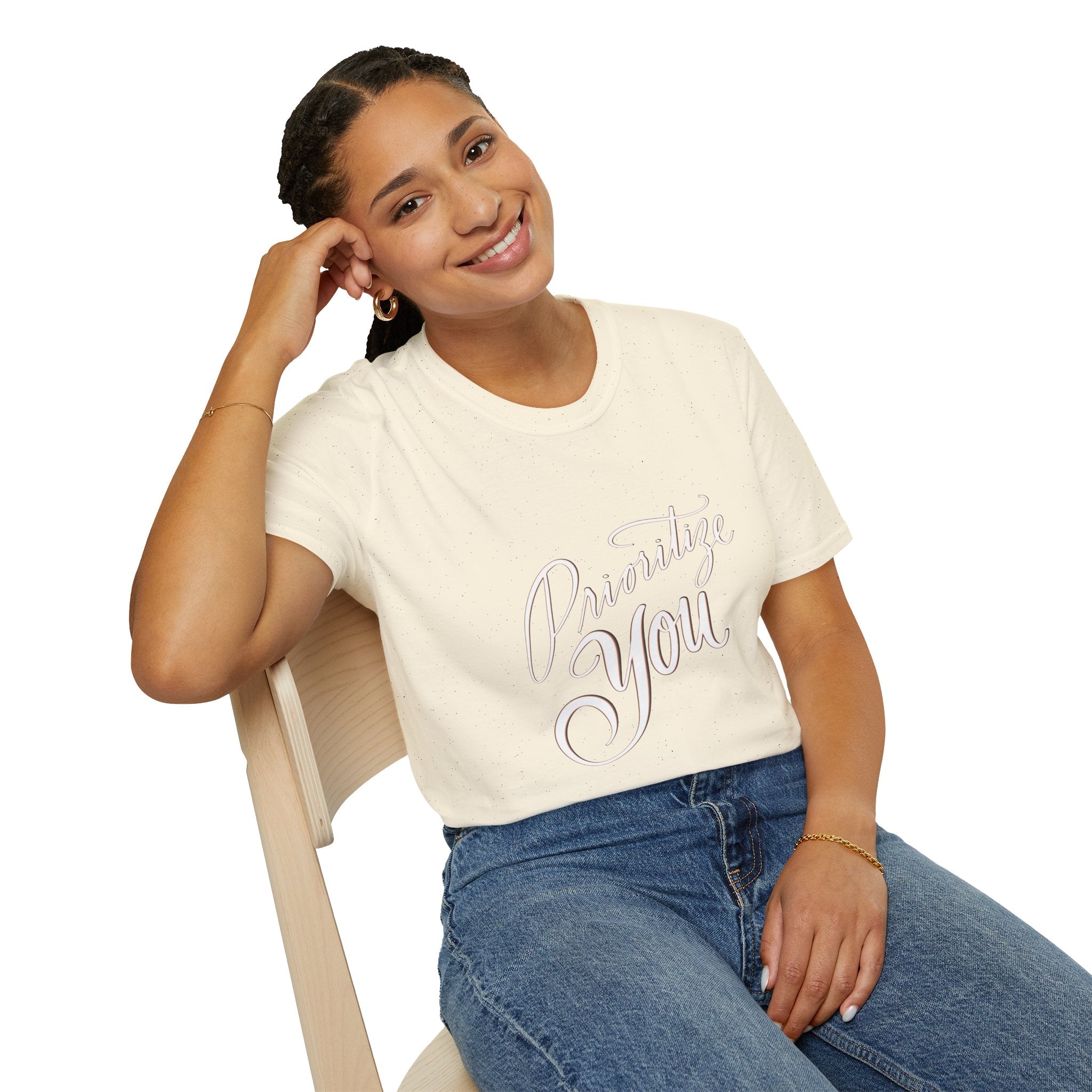 T-Shirt — 'Prioritize You' Handlettered Self-Care Tee