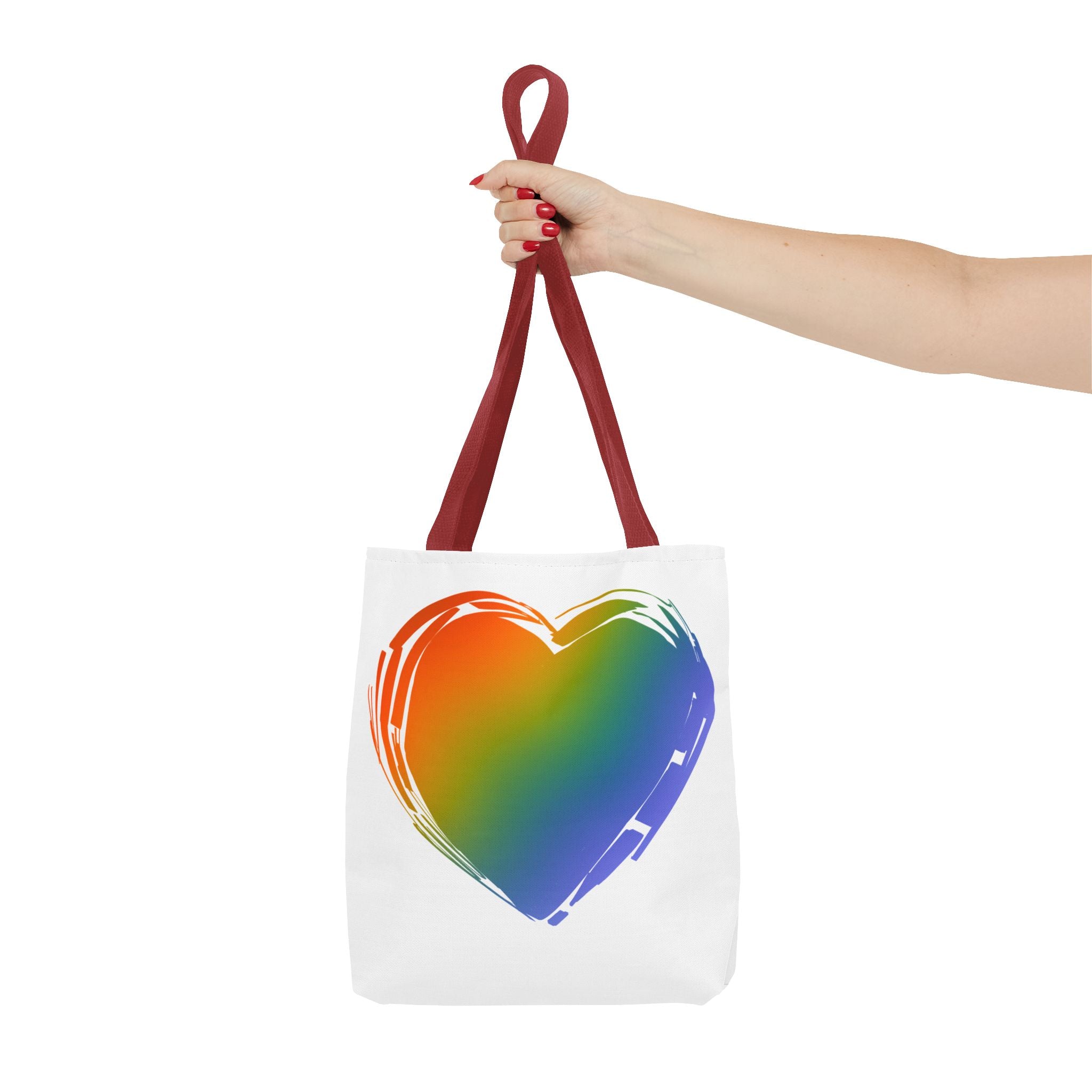 Rainbow Heart Tote Bag | Colorful Love Canvas Bag for Everyday Use