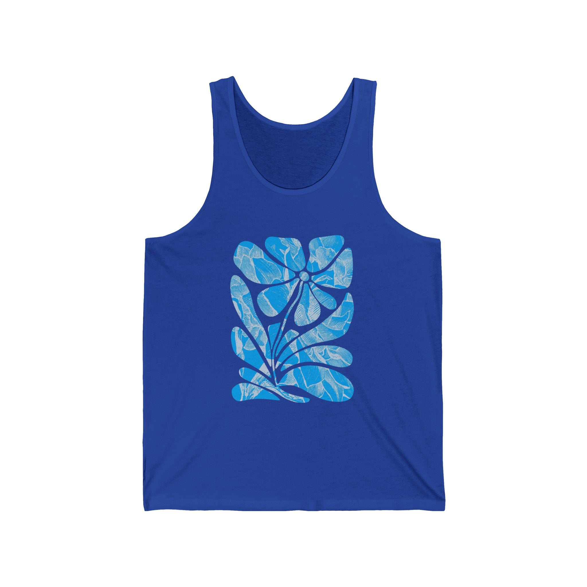 Beach Vibes Unisex Jersey Tank - Ocean-Inspired Floral Design