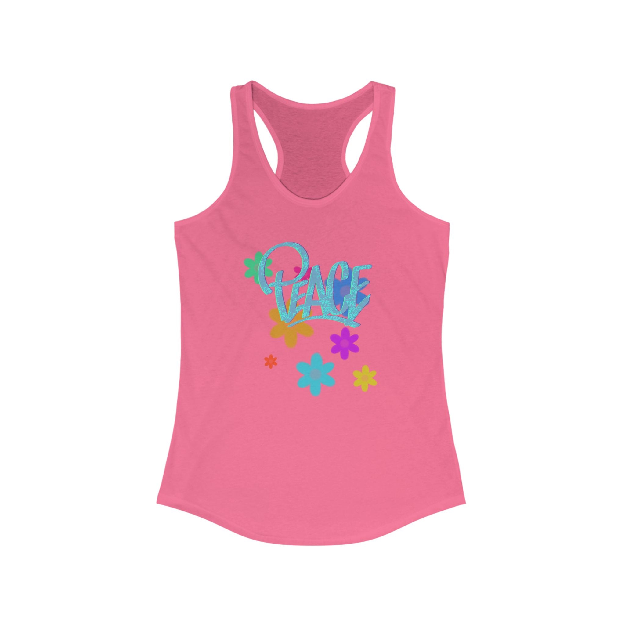 Peace Floral Women's Racerback Tank Top - Perfect for Summer & Festivals