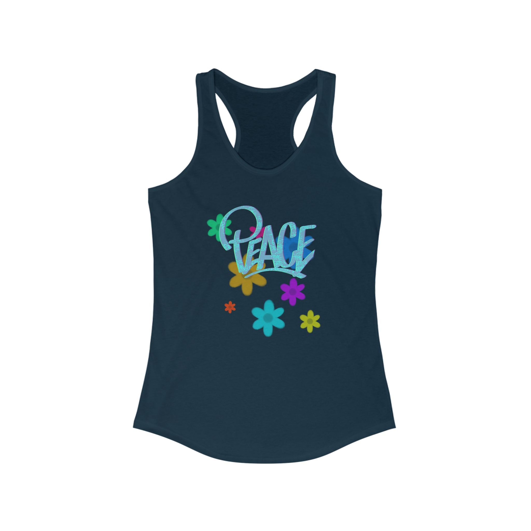 Peace Floral Women's Racerback Tank Top - Perfect for Summer & Festivals