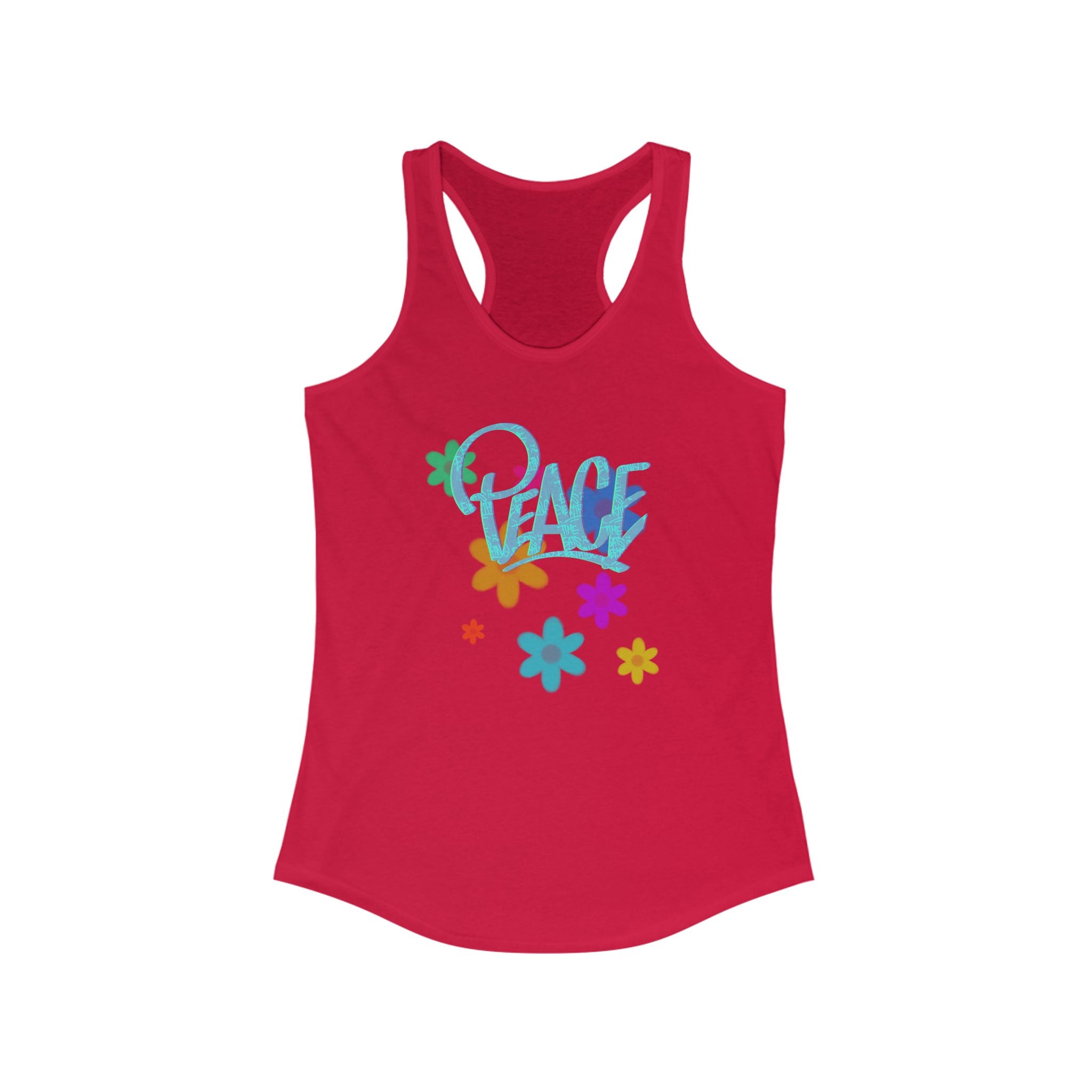 Peace Floral Women's Racerback Tank Top - Perfect for Summer & Festivals