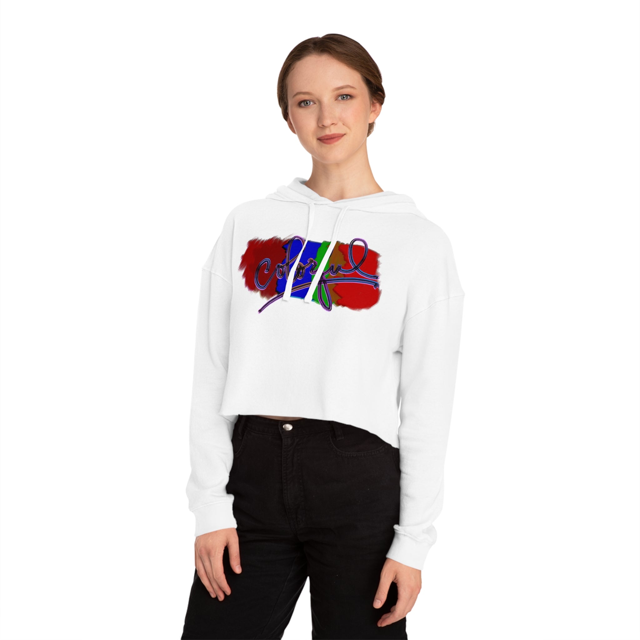 Colorful Women's Cropped Hooded Sweatshirt | Chic Casual Vibe