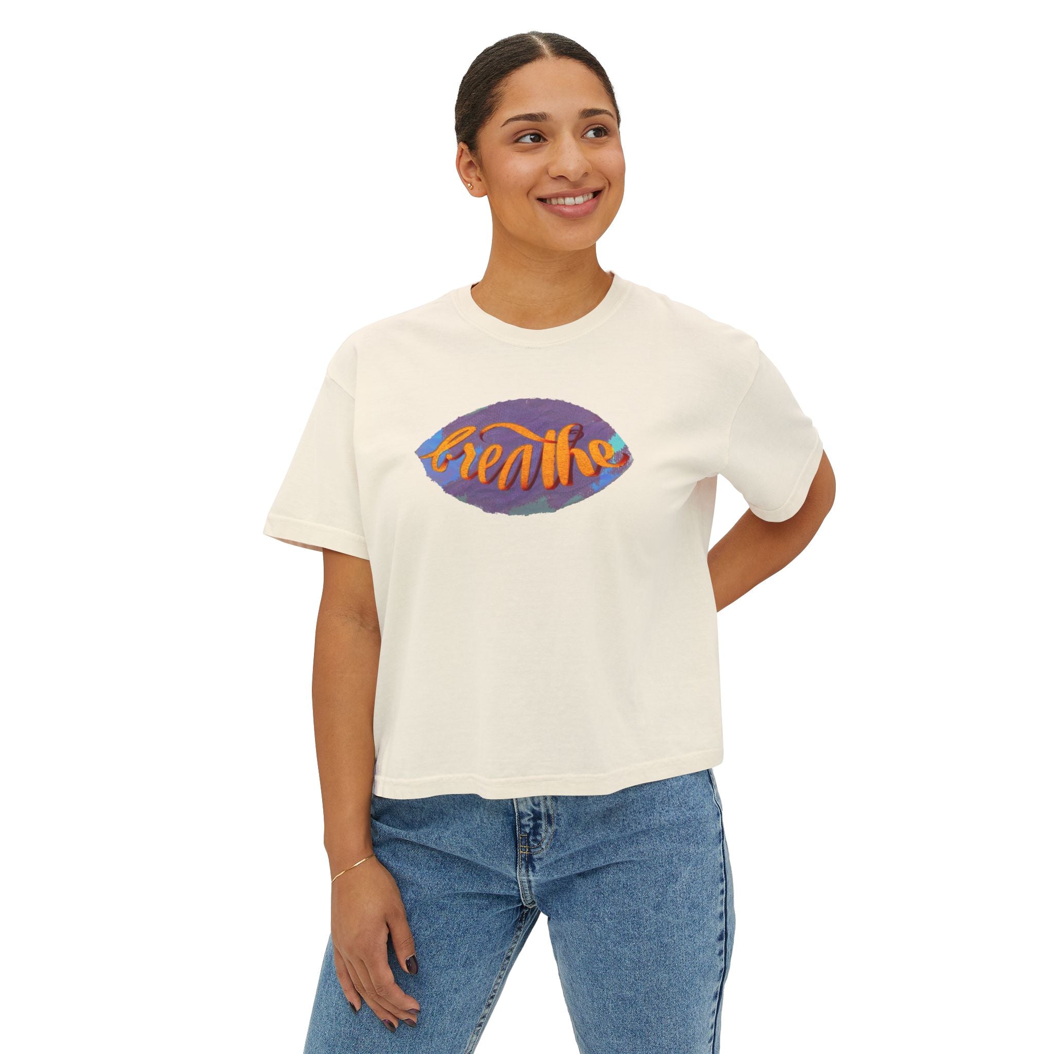Breathe Women's Boxy Tee - Relaxed Fit Inspirational Top
