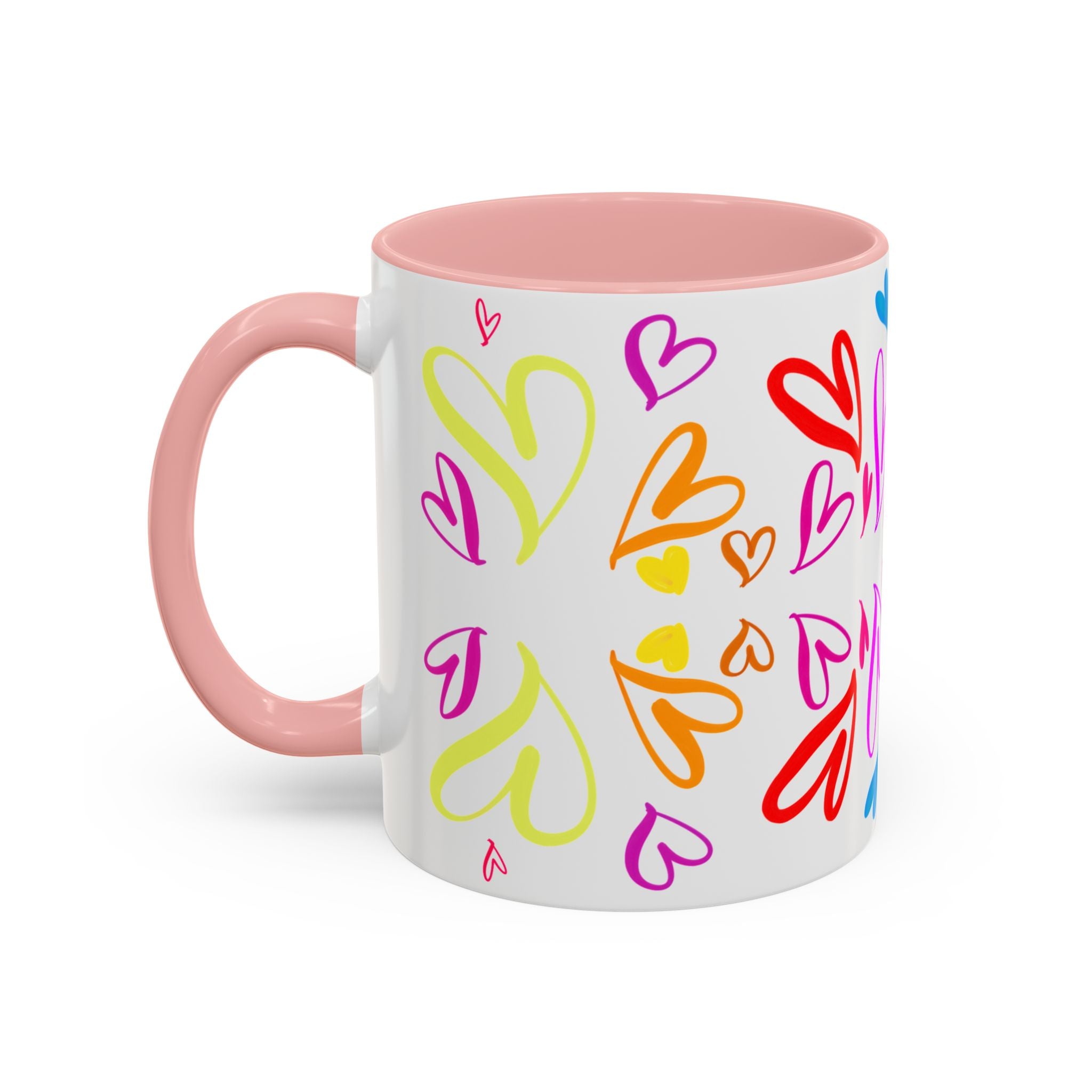 Colorful Heart Accent Coffee Mug | Perfect Gift for Valentine’s Day, Birthdays, Love Notes, and Cozy Mornings