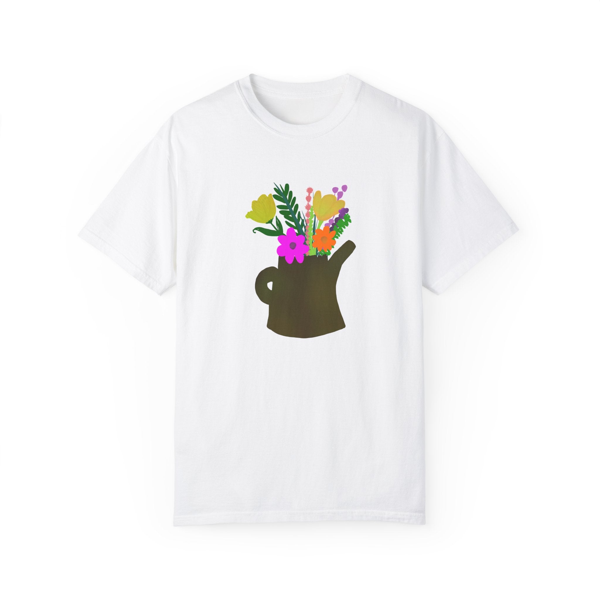 WATERING CAN WITH FLOWERS Unisex Garment-Dyed T-shirt