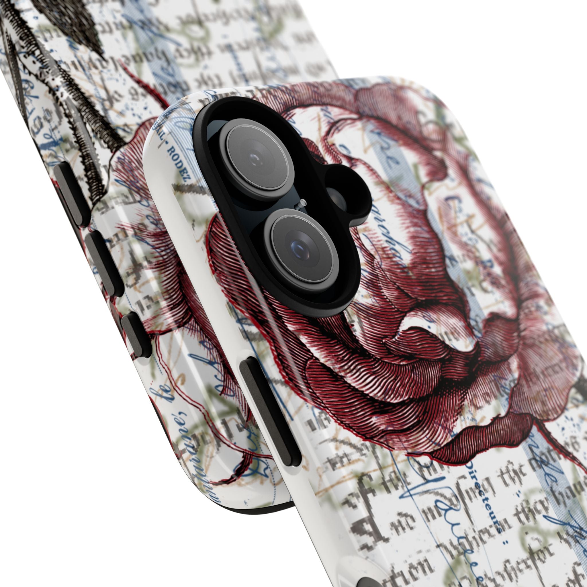 Artistic Floral Phone Case - Tough Cases with Vintage Rose Design