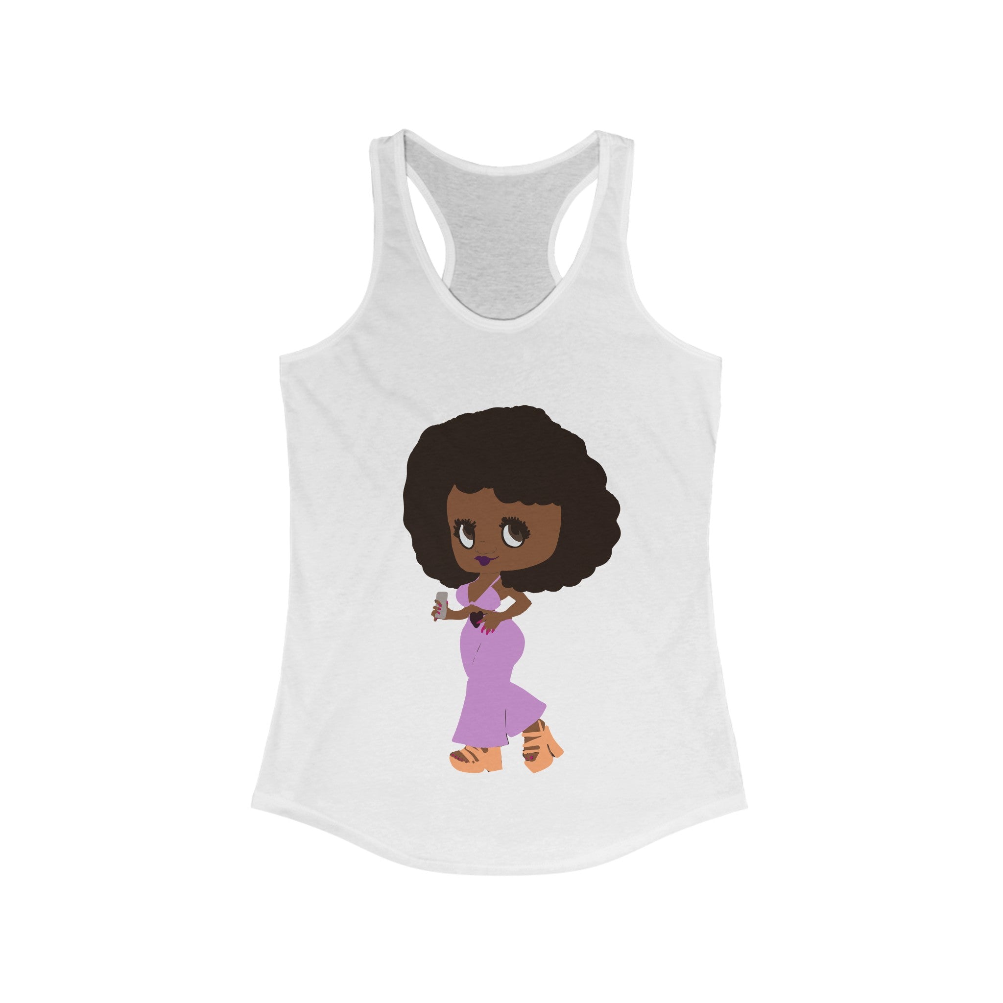 BETTINA WITH PHONE Women's Racerback Tank