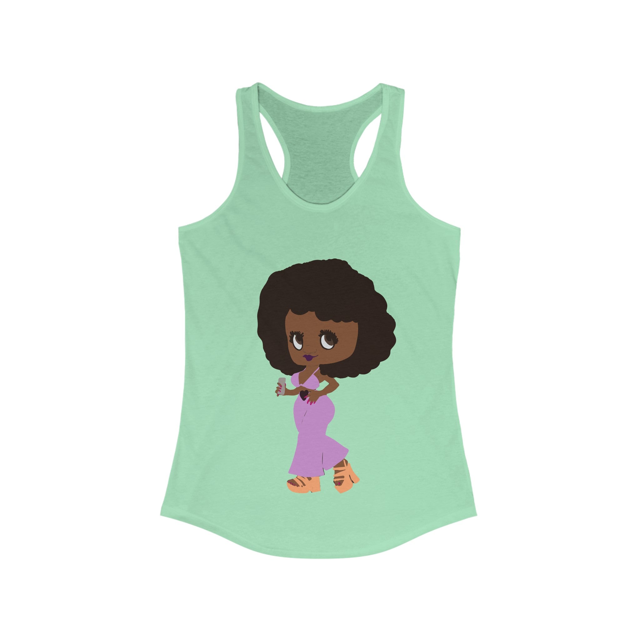 BETTINA WITH PHONE Women's Racerback Tank