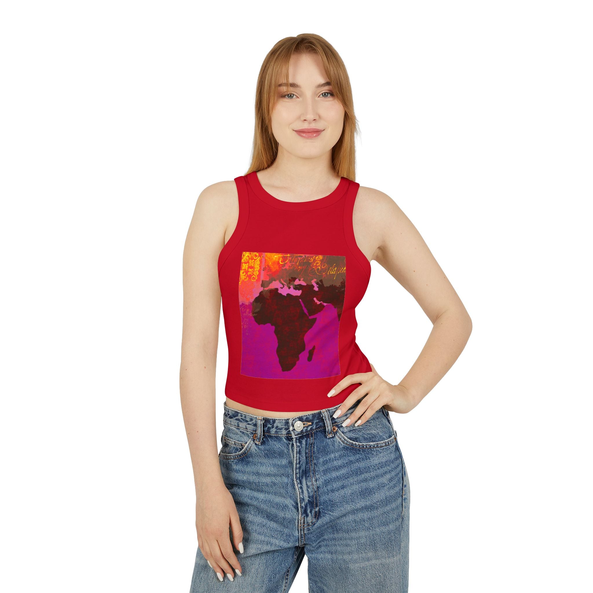 Vibrant Africa Graphic Racer Tank Top for Women - Summer Style