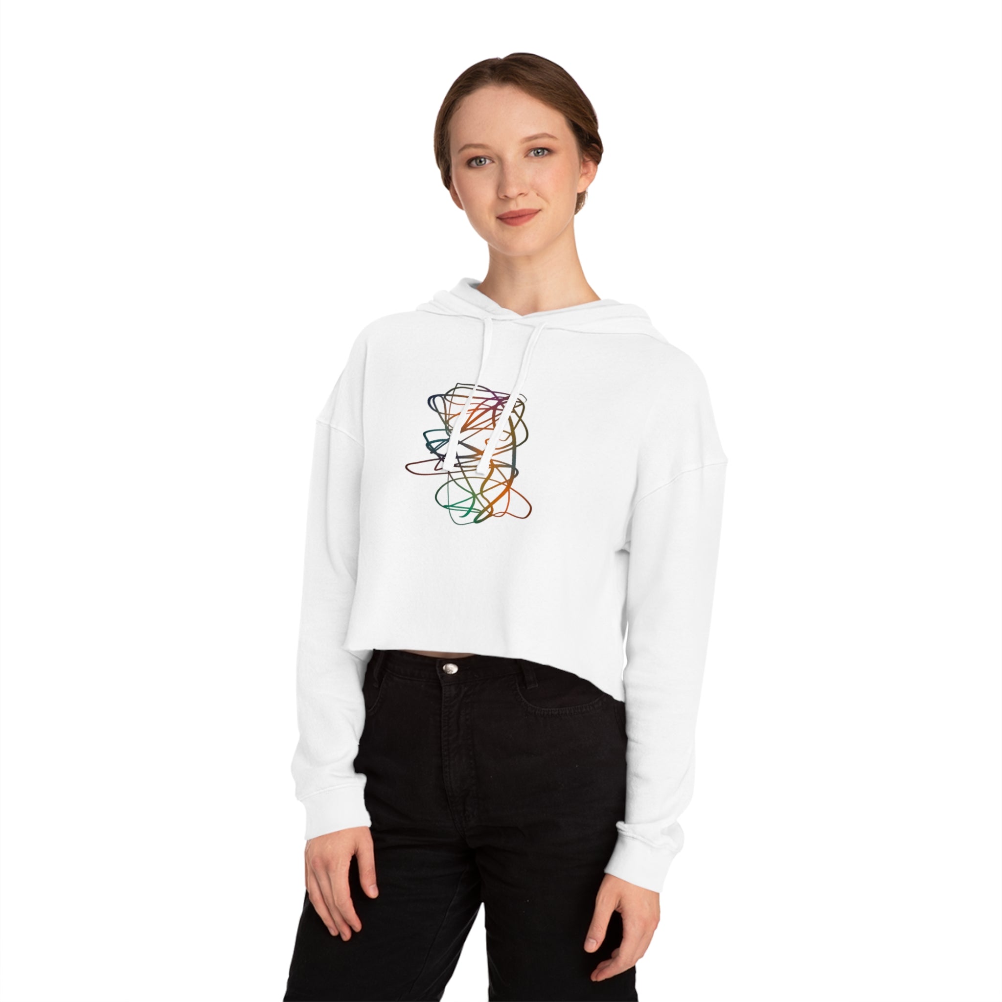 Vibrant Squiggle Cropped Hoodie for Women, Cozy Casual Wear, Perfect Gift for Birthdays, Graduations, and Cozy Nights, Unique Art Design