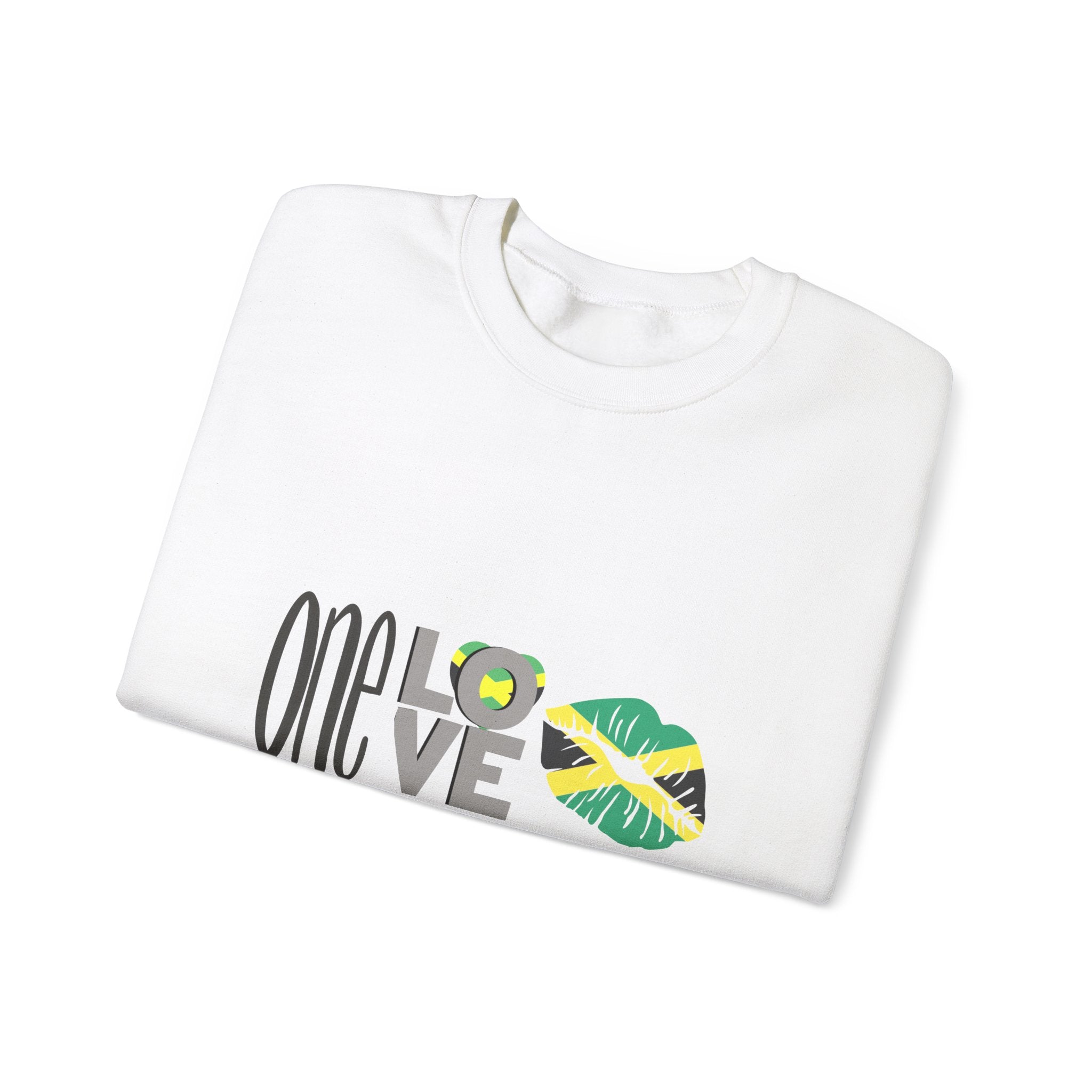 One Love Crewneck Sweatshirt - Unisex Heavy Blend with Tropical Vibe - Perfect for Celebrations and Everyday Comfort