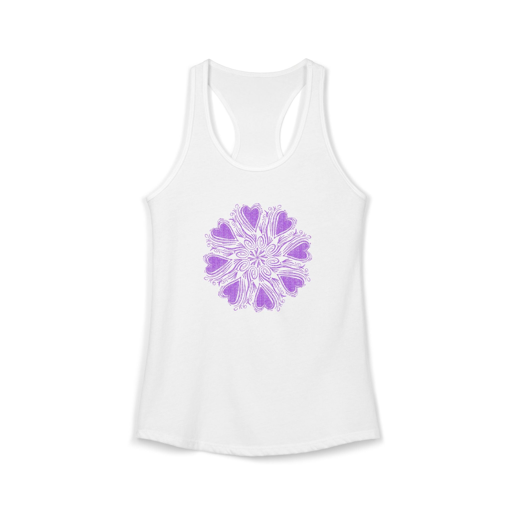 Heart Mandala Racerback Tank — Hand-Drawn Floral Love Tank Top