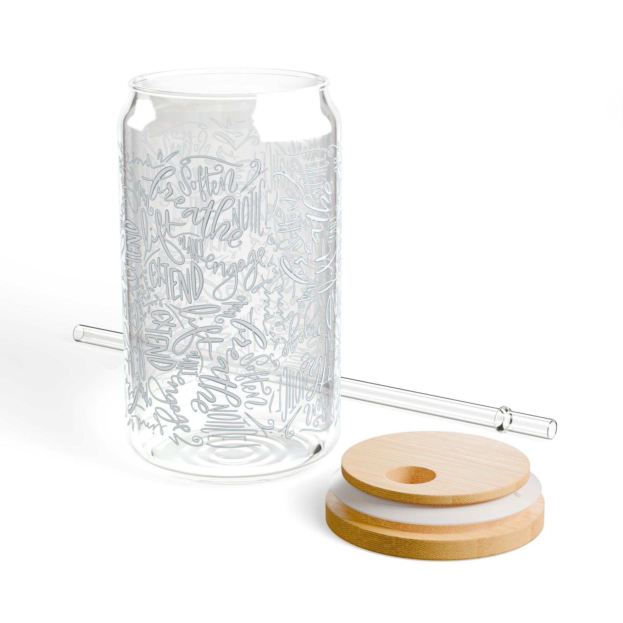 Yoga mindfulness in hand-drawn calligraphy Sipper Glass