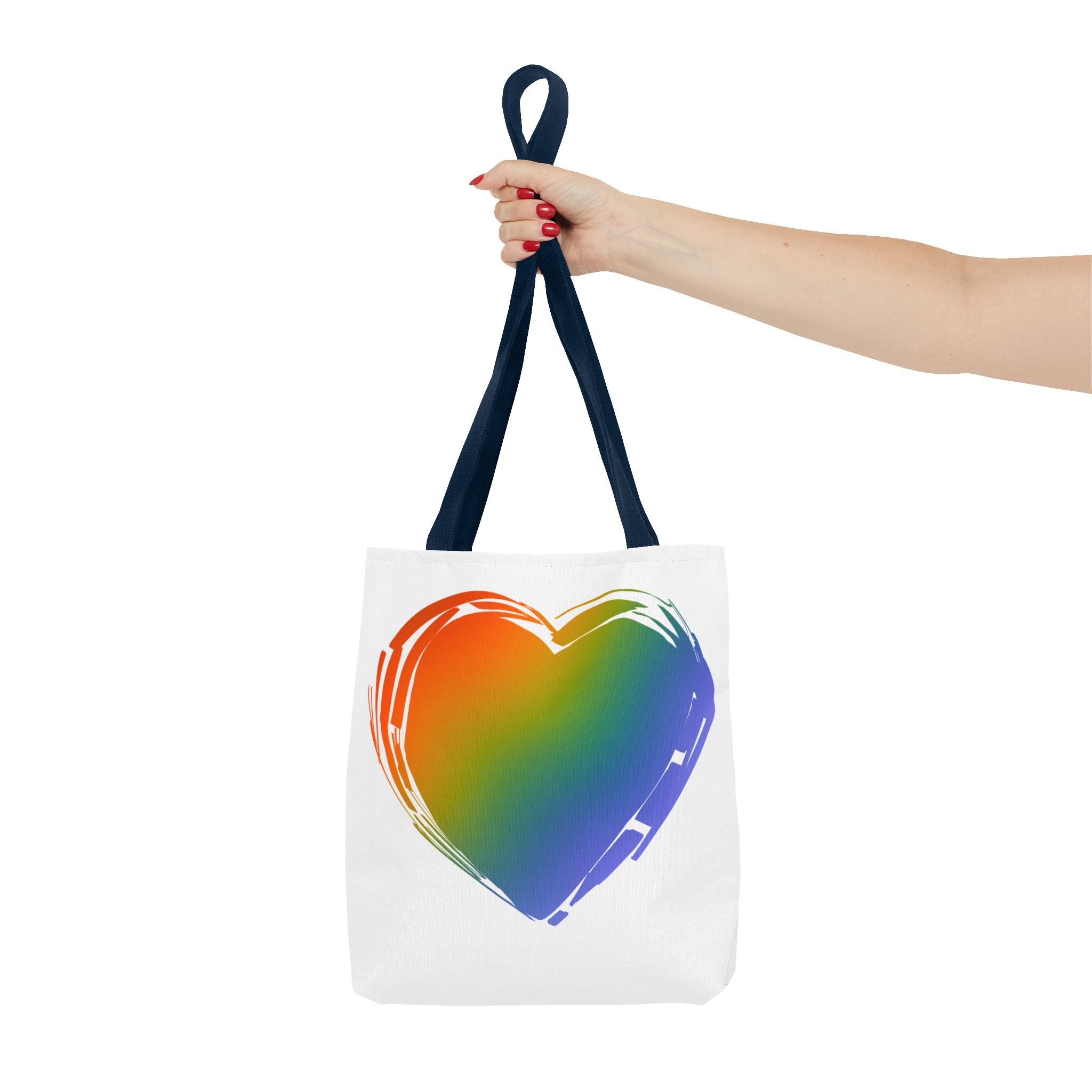 Rainbow Heart Tote Bag | Colorful Love Canvas Bag for Everyday Use