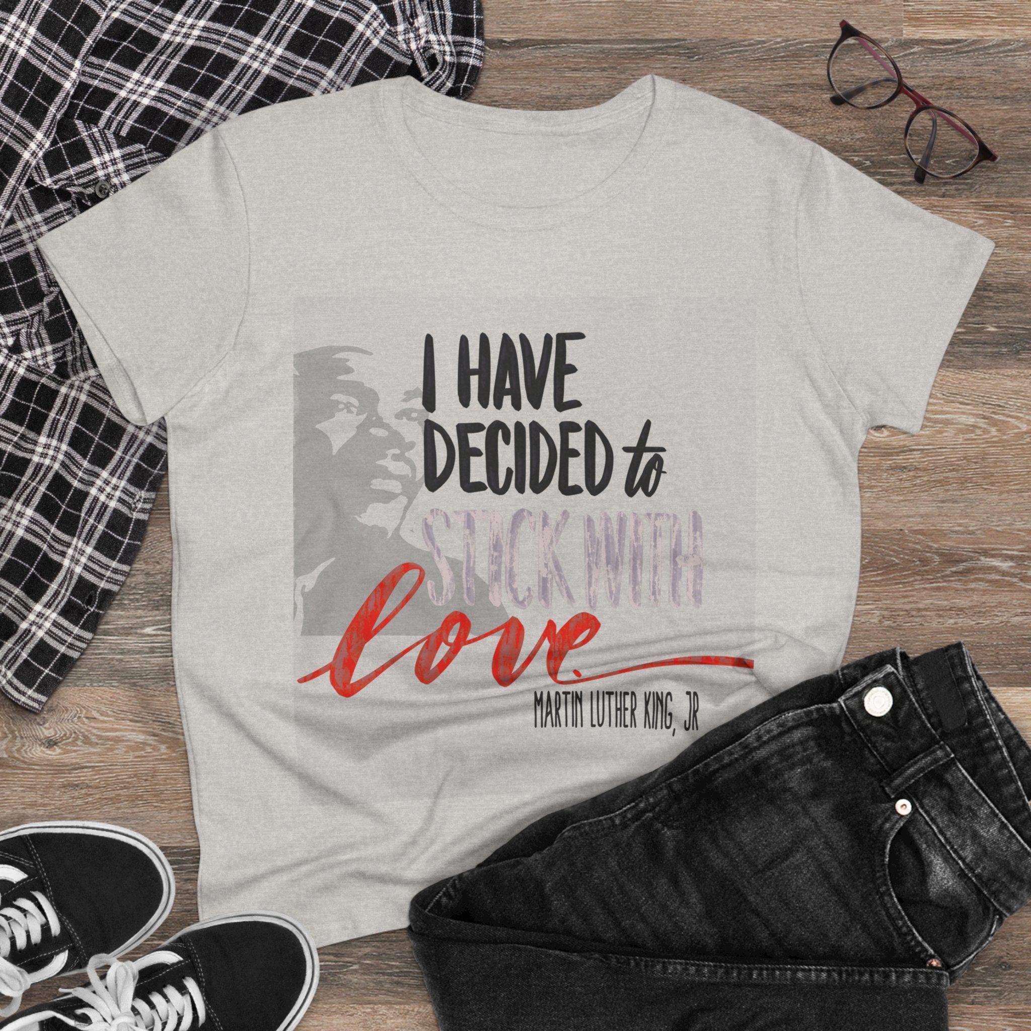 Inspirational Cotton Tee – "I Have Decided to Stick with Love"