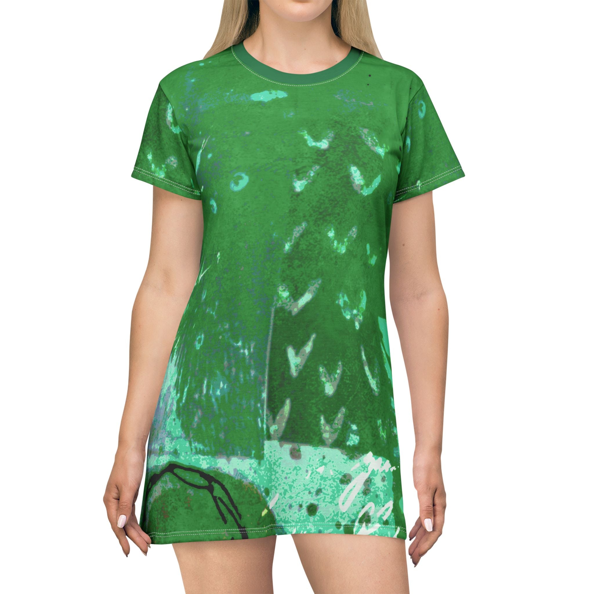 Vibrant Green Graphic T-Shirt Dress – Casual Summer Vibe for Eco-Conscious Fashionistas