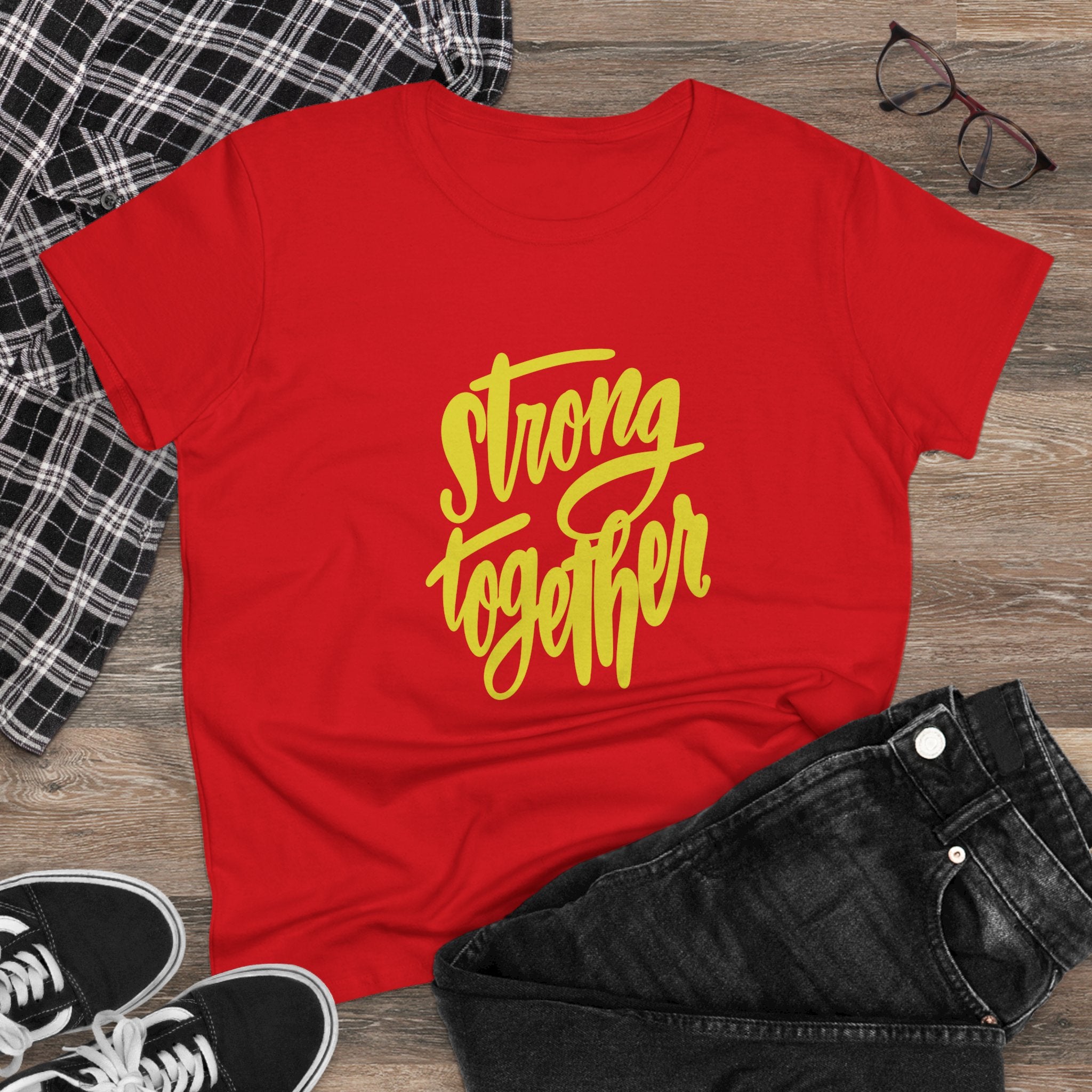 Strong Together Women's Cotton Tee - Empowerment Shirt for Everyday Comfort