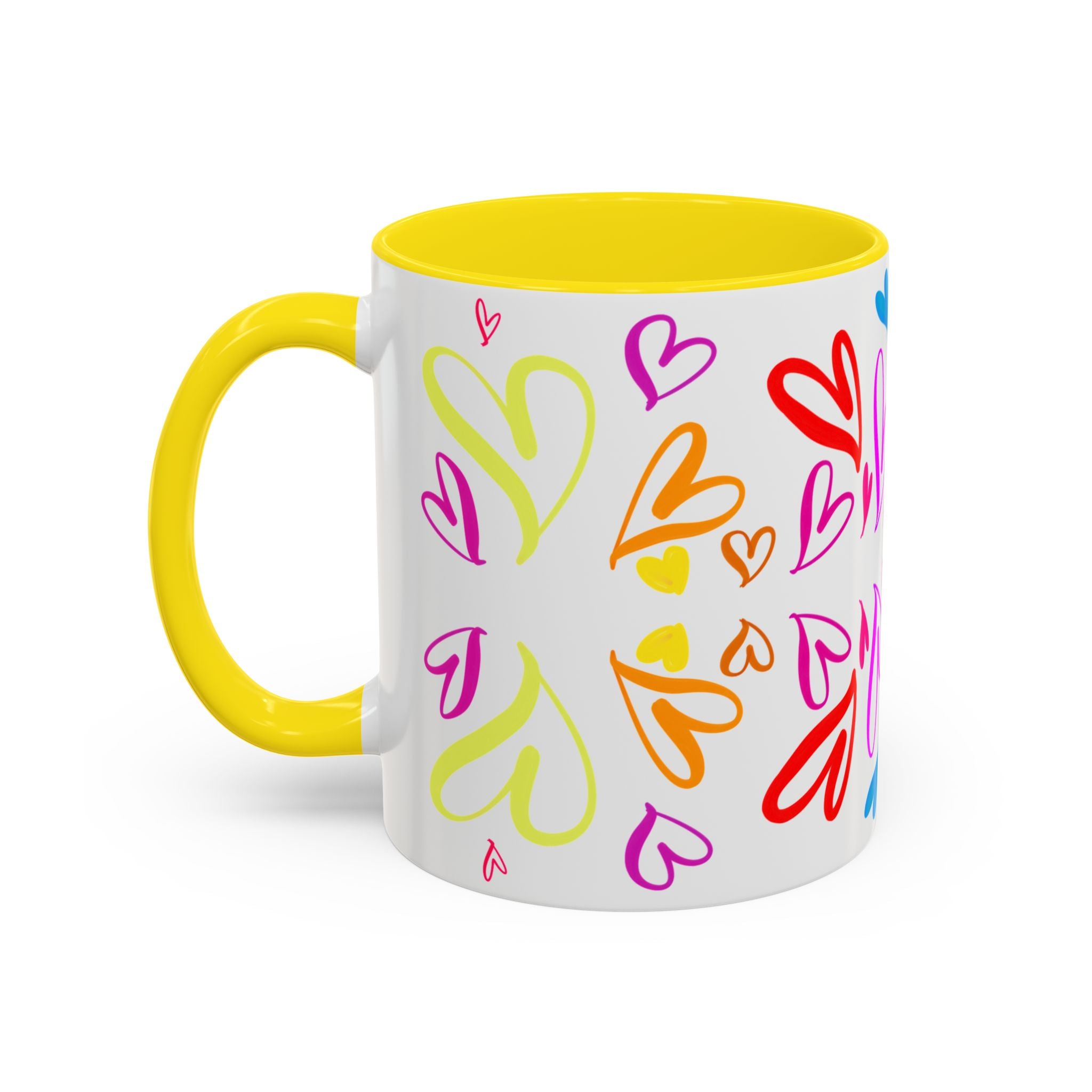 Colorful Heart Accent Coffee Mug | Perfect Gift for Valentine’s Day, Birthdays, Love Notes, and Cozy Mornings