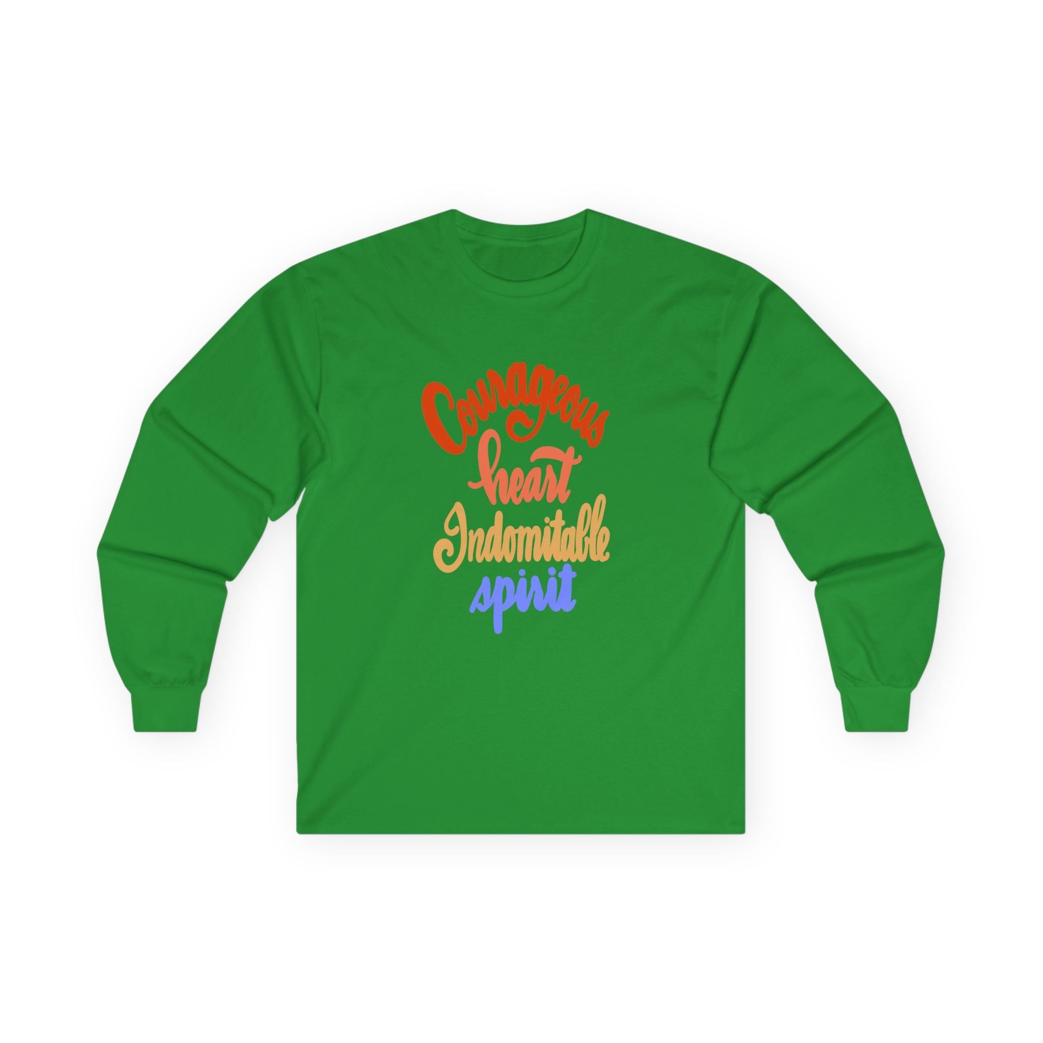 Inspirational Long Sleeve Tee - "Courageous Heart, Indomitable Spirit" - Unisex Ultra Cotton