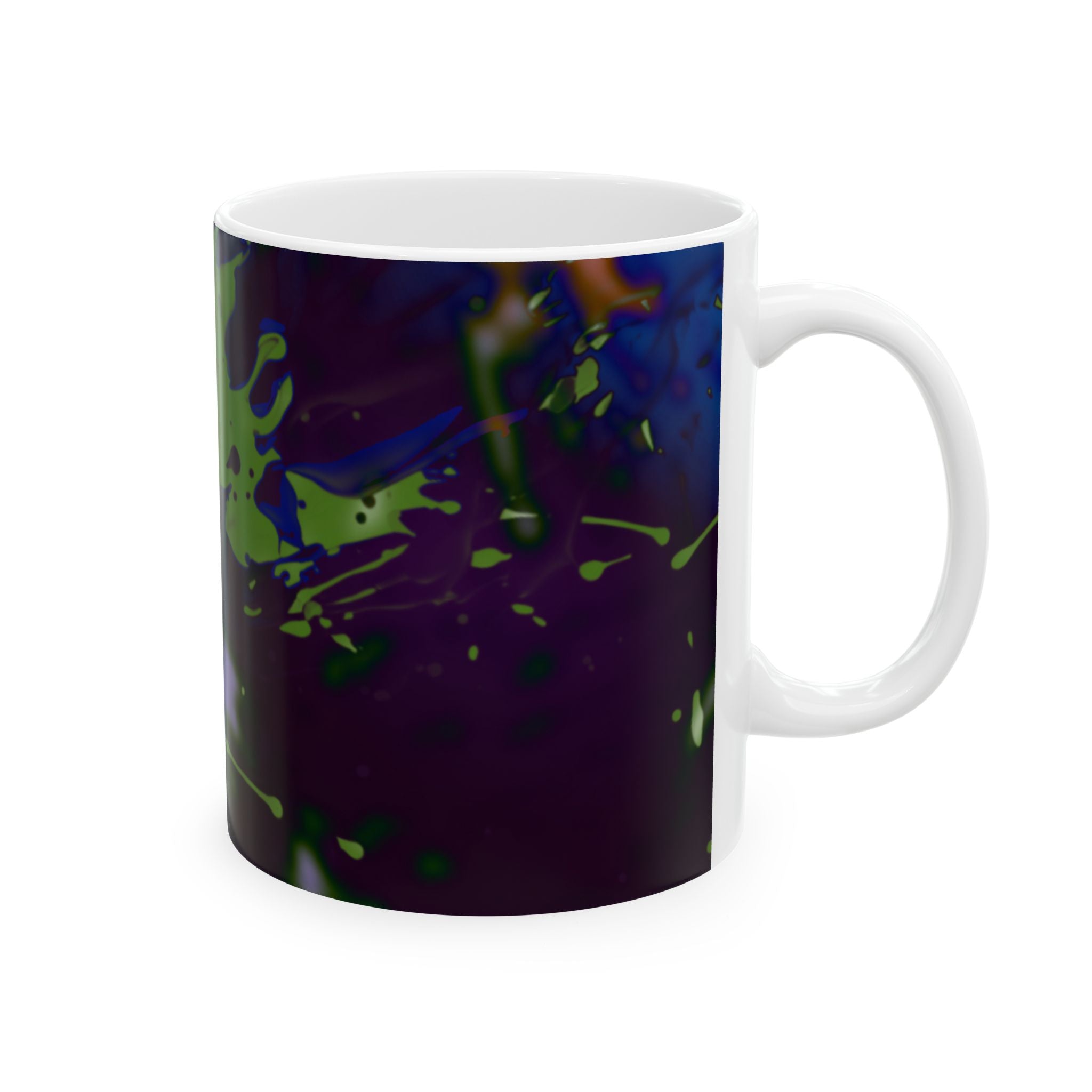 Abstract Green Splash Ceramic Mug – Artistic Drinkware for Coffee Lovers