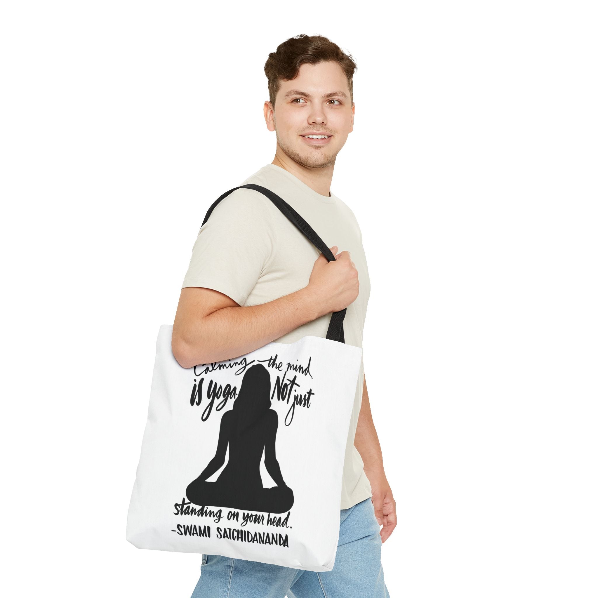 Mindful Yoga Tote Bag - Inspirational Yoga Quote, Meditation Gift, Eco-Friendly Carryall, Yoga Class Essentials, Thoughtful Gift Idea