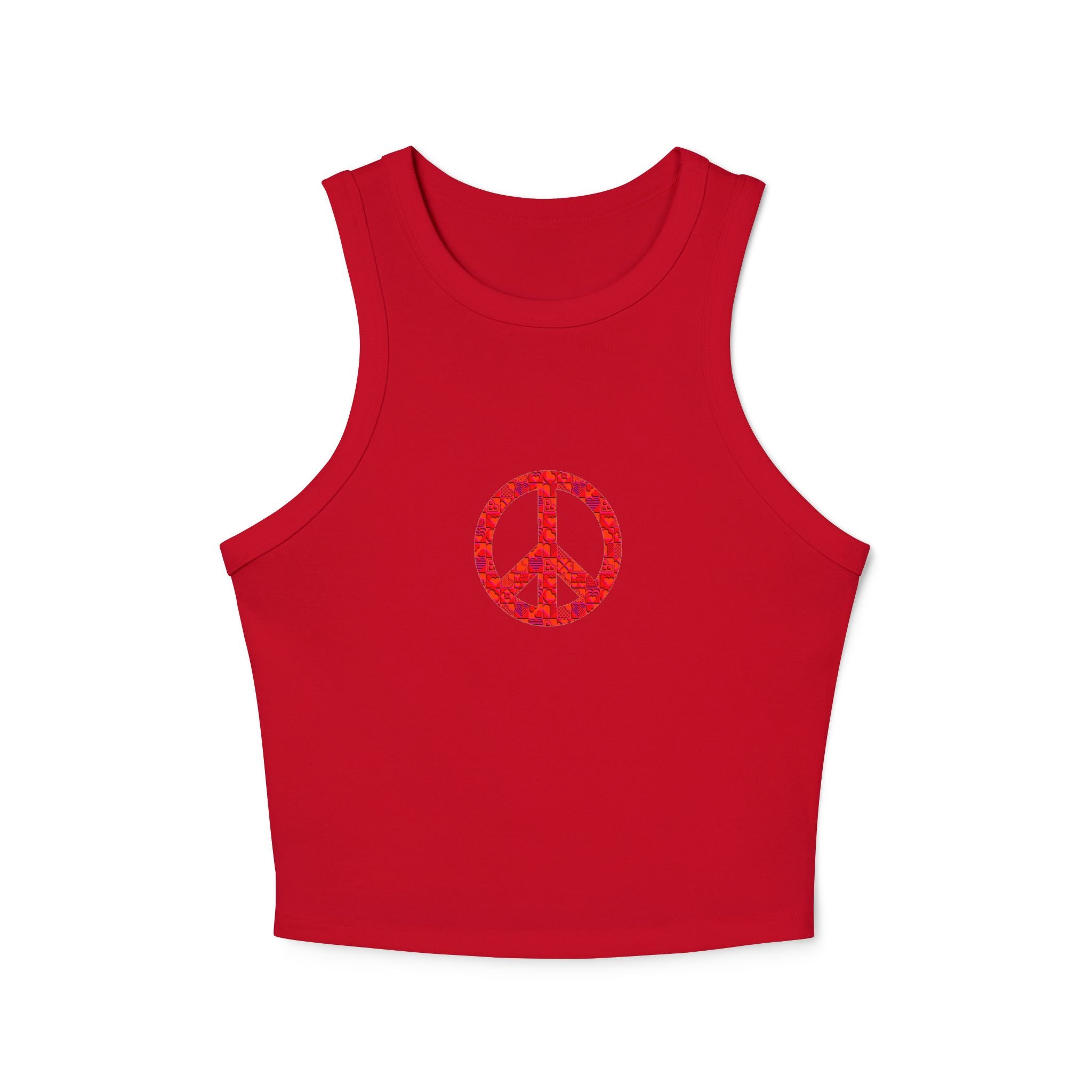 Women's Peace Symbol Micro Rib Racer Tank Top