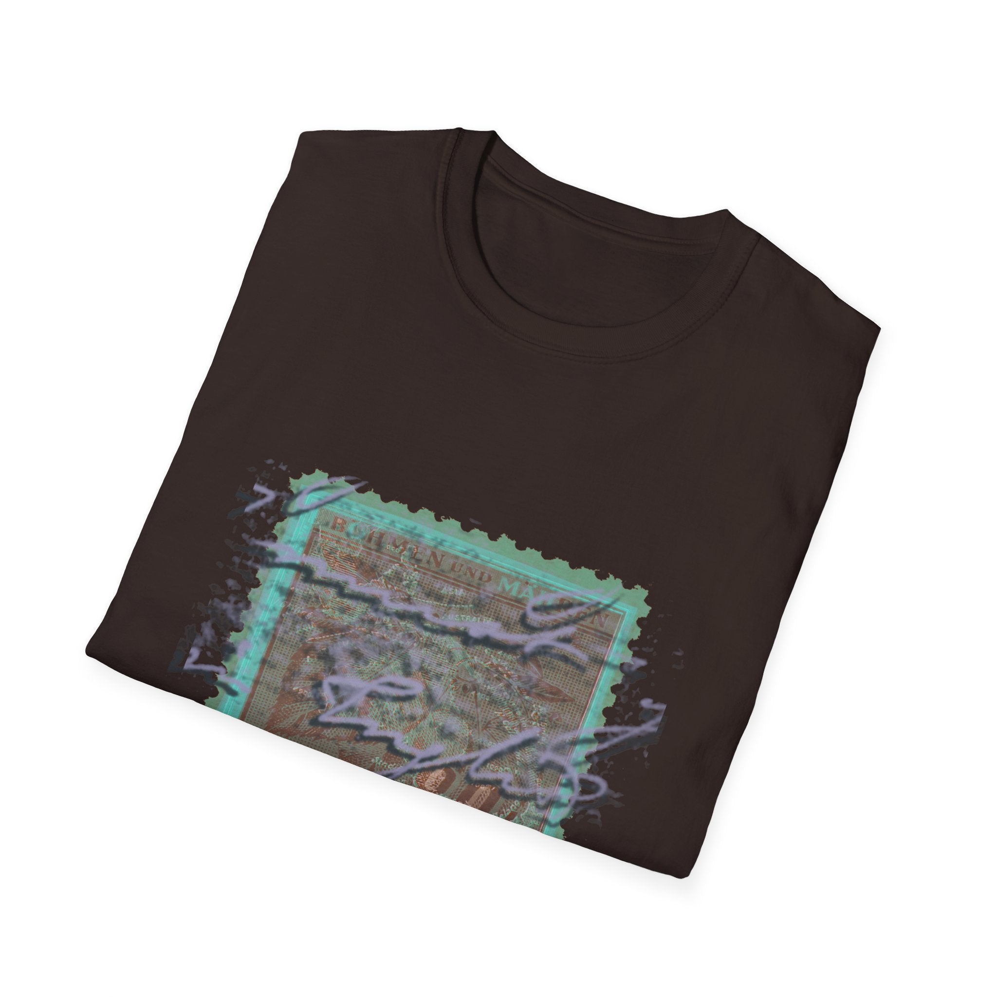 Vintage Postage Stamp Graphic Tee – Handwritten Script Design