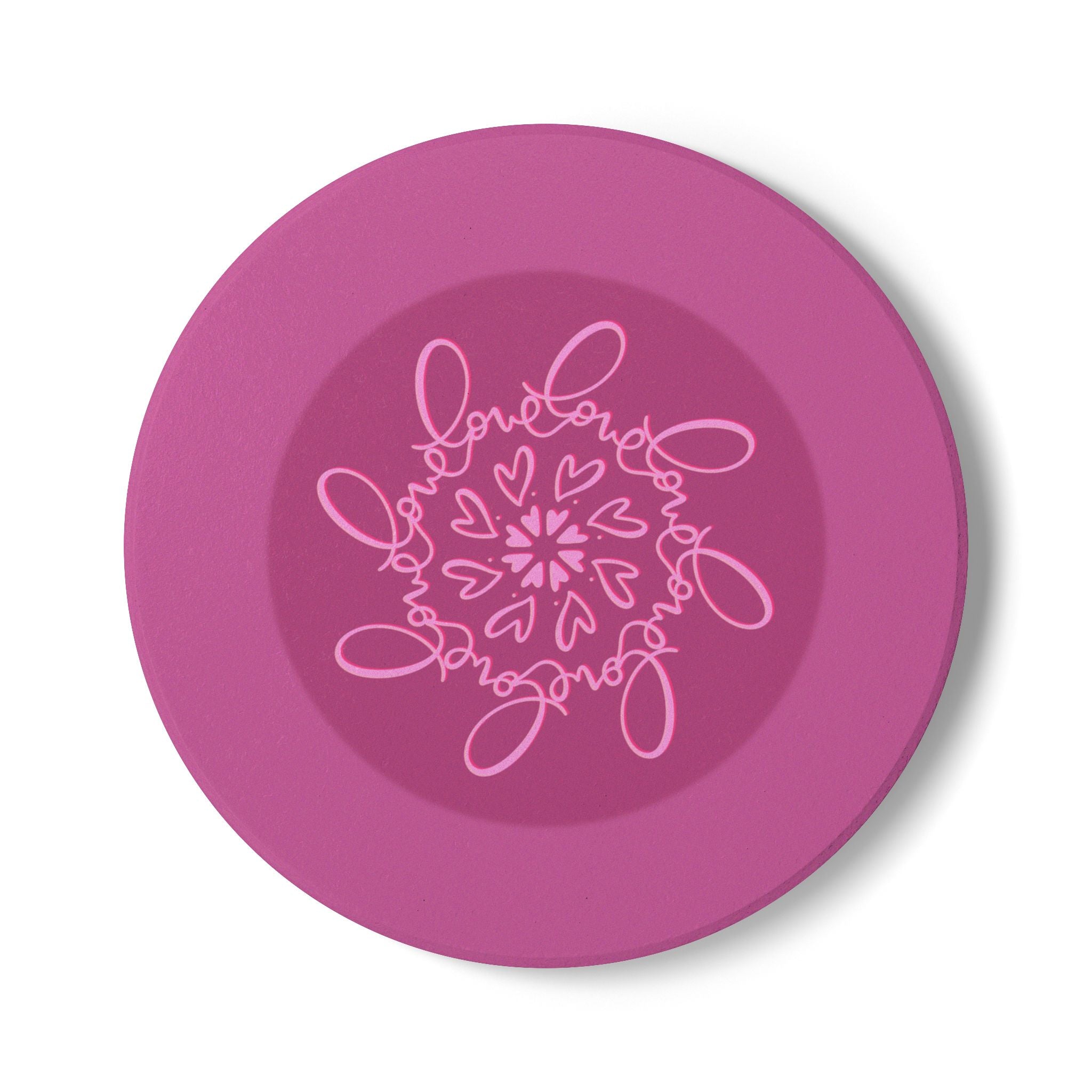 Colorful Love Mandala Ceramic Coaster - Perfect for Home Décor & Gifts