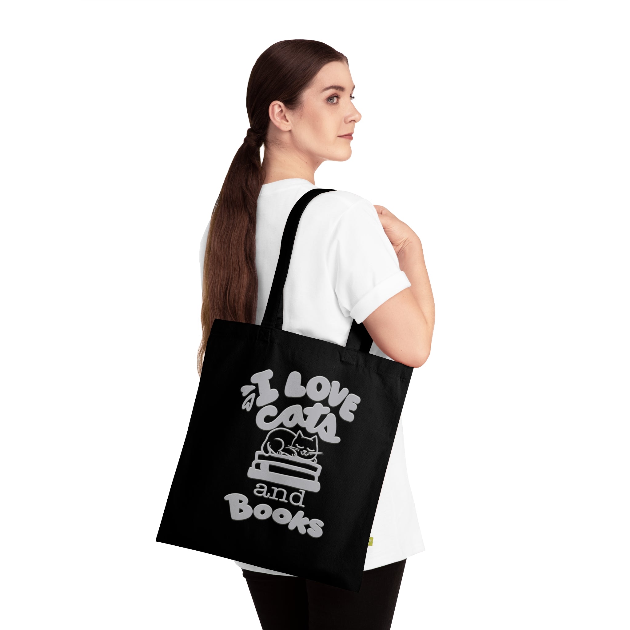 I LOVE CATS AND BOOKS Tote Bag