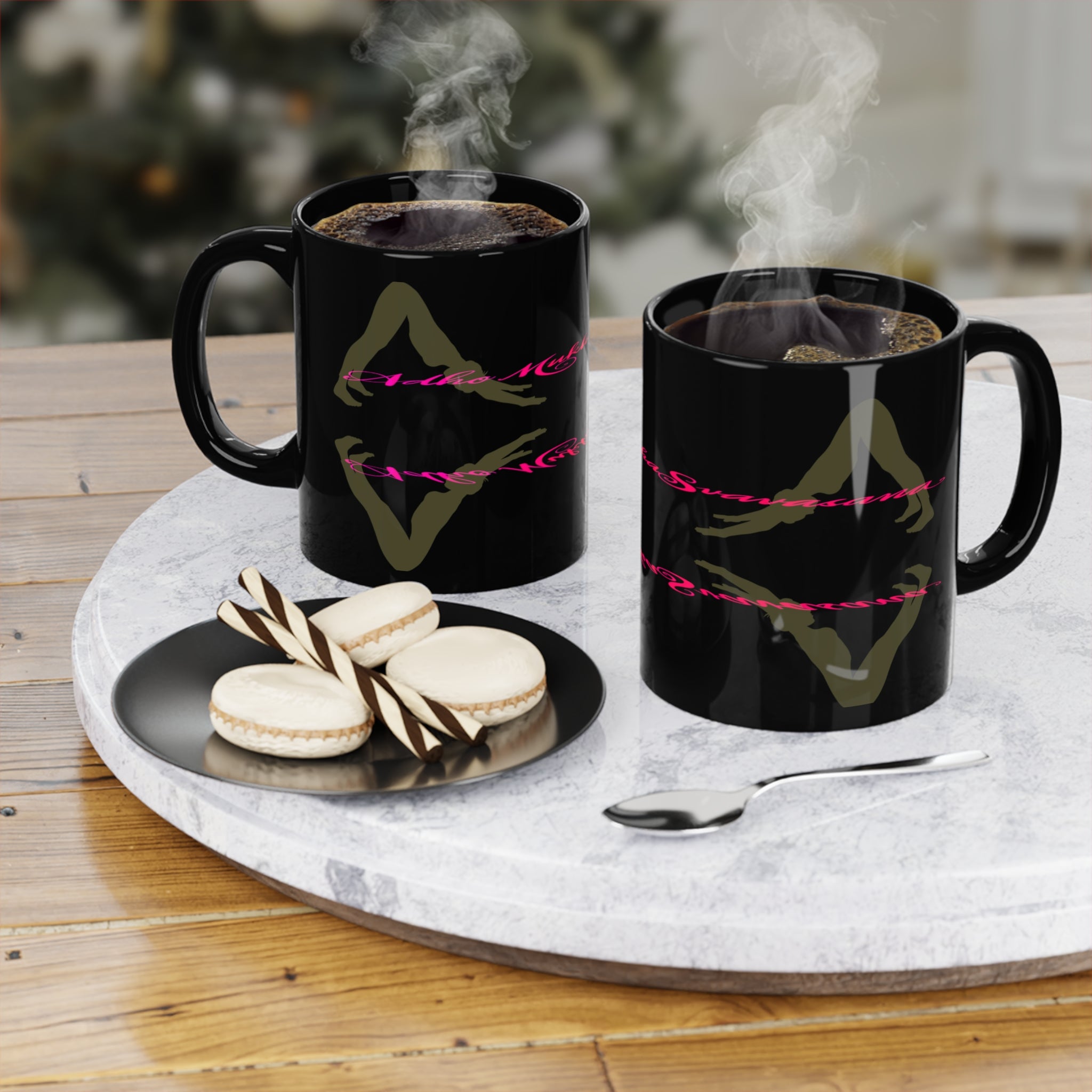 Stylish Black Coffee Mug with Bold Downward Dog Yoga Design - Perfect for Coffee Lovers, Gift for Her, Home Decor, Unique Drinkware, Birthday Gift