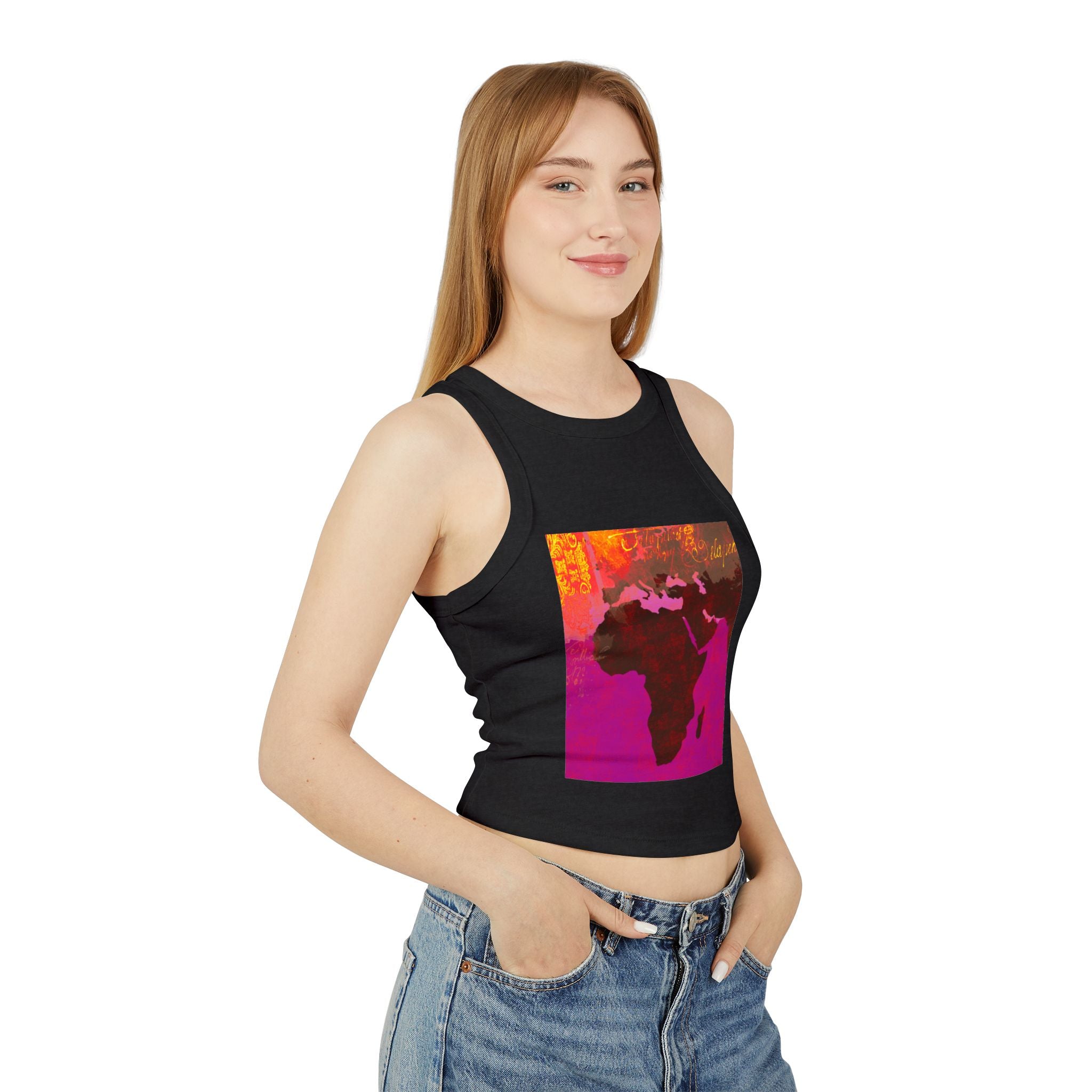 Vibrant Africa Graphic Racer Tank Top for Women - Summer Style