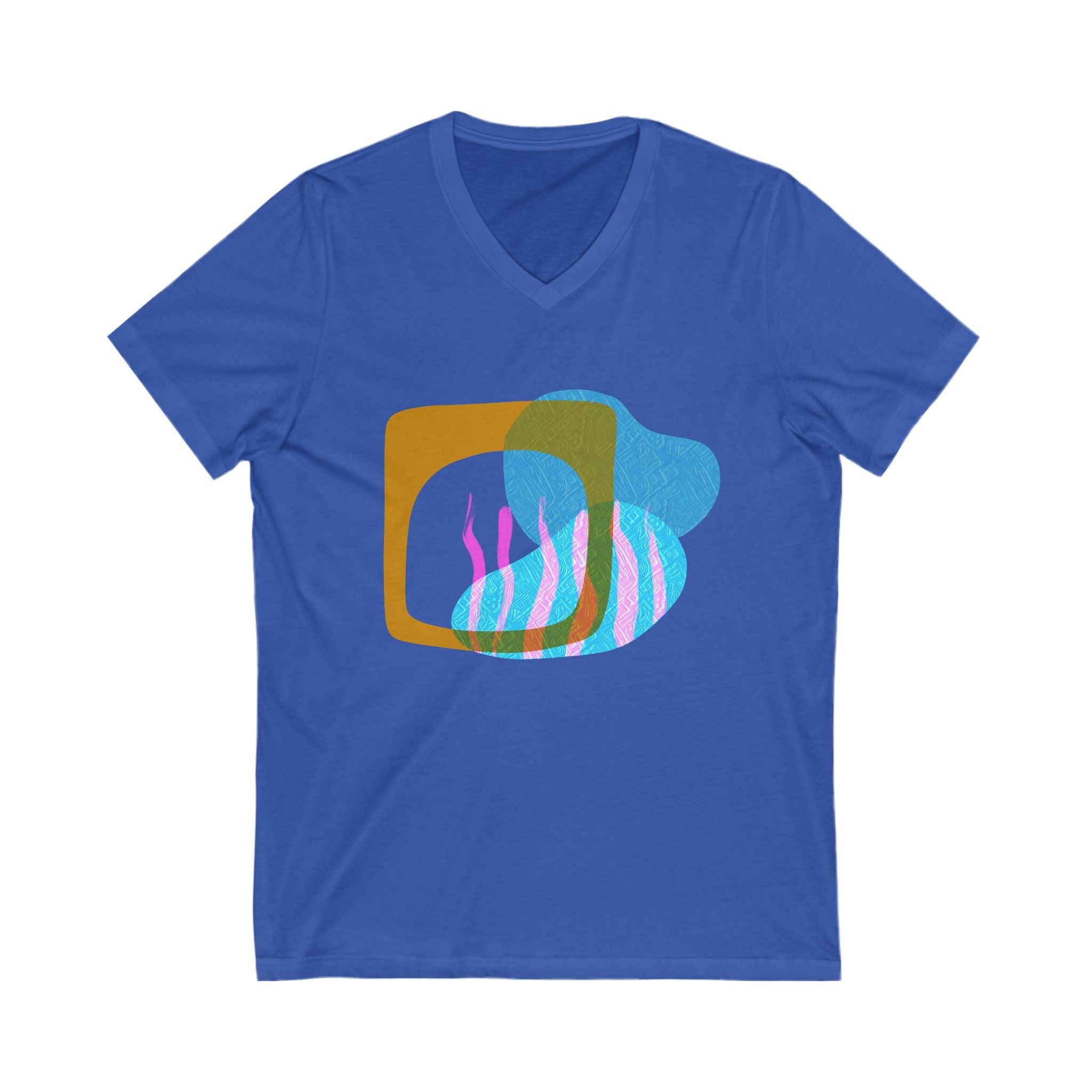 Abstract Art Unisex V-Neck Tee - Colorful Modern Design for Casual Wear
