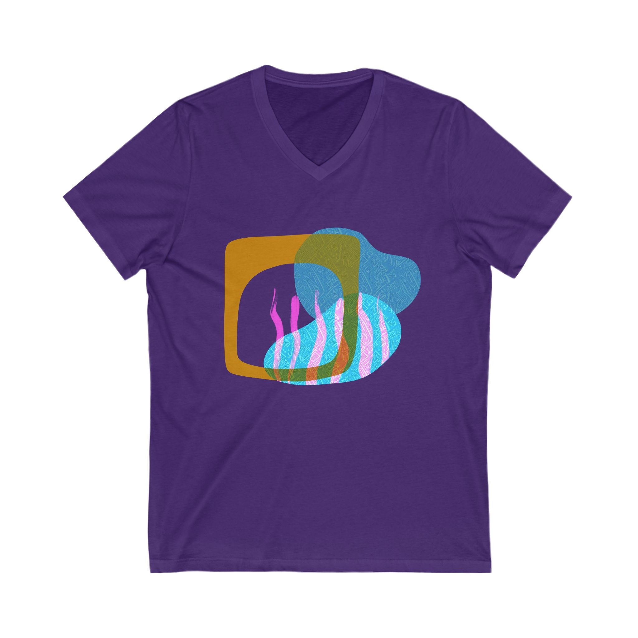 Abstract Art Unisex V-Neck Tee - Colorful Modern Design for Casual Wear