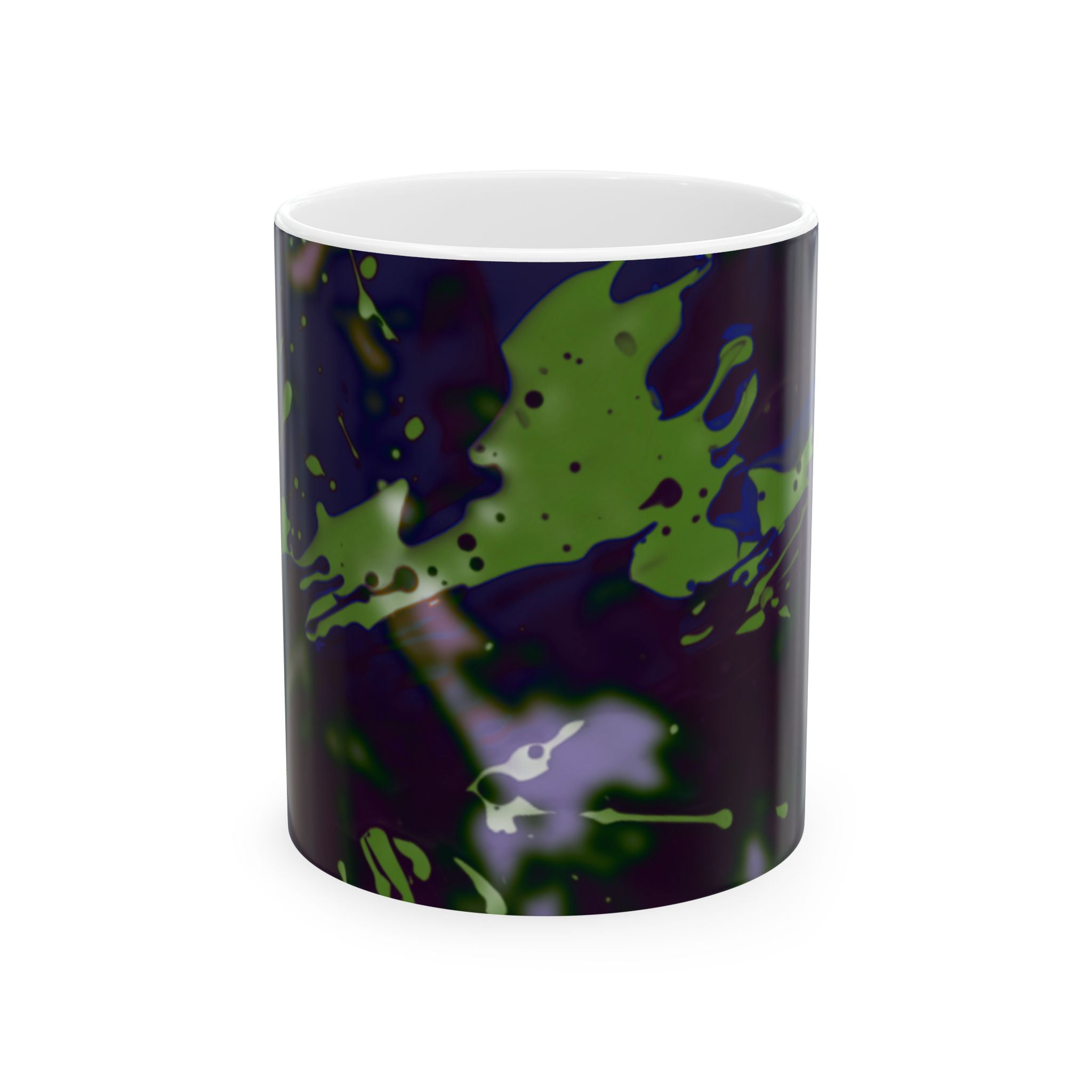 Abstract Green Splash Ceramic Mug – Artistic Drinkware for Coffee Lovers