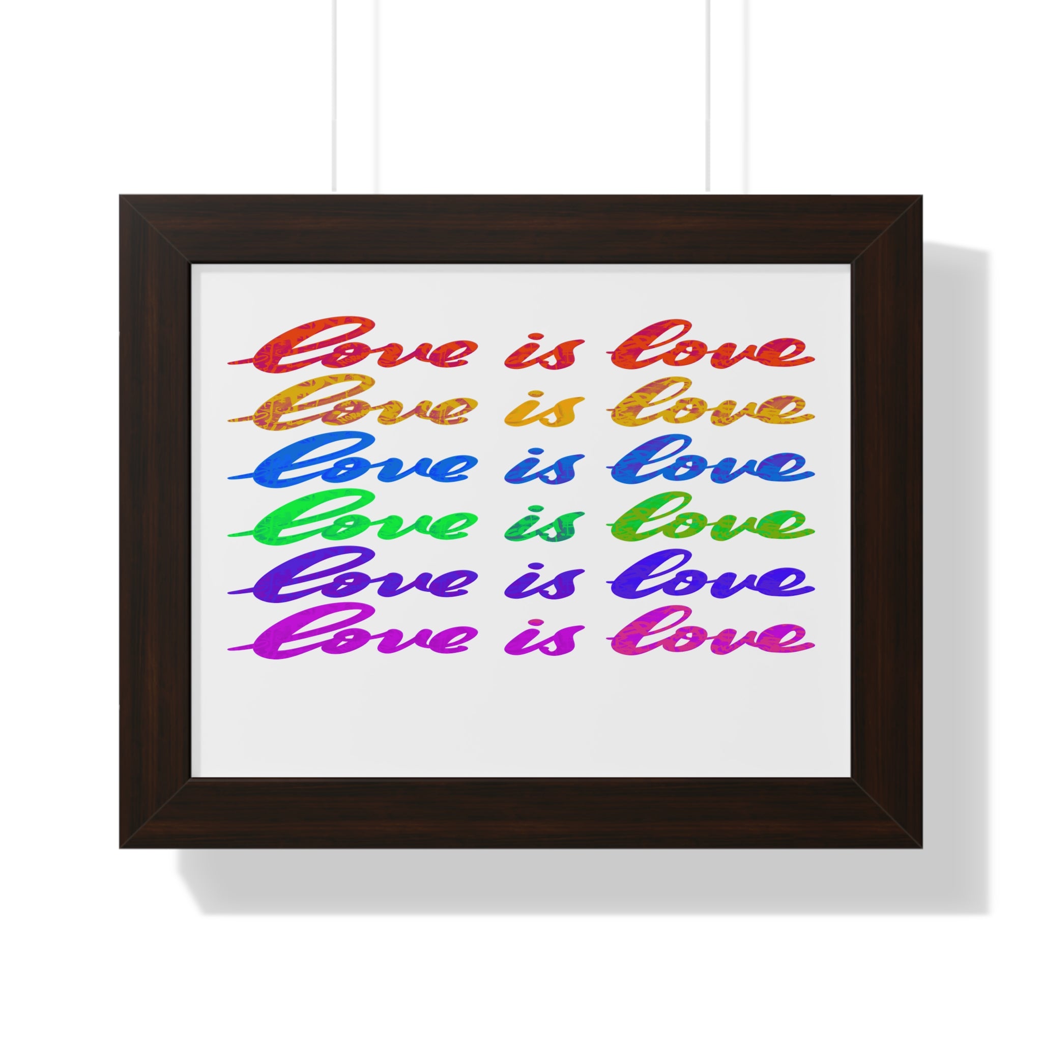 Framed Horizontal Poster with 'Love is Love' Design, LGBTQ+ Wall Art, Colorful Home Decor, Affirmation Print, Gift for Pride Celebrations