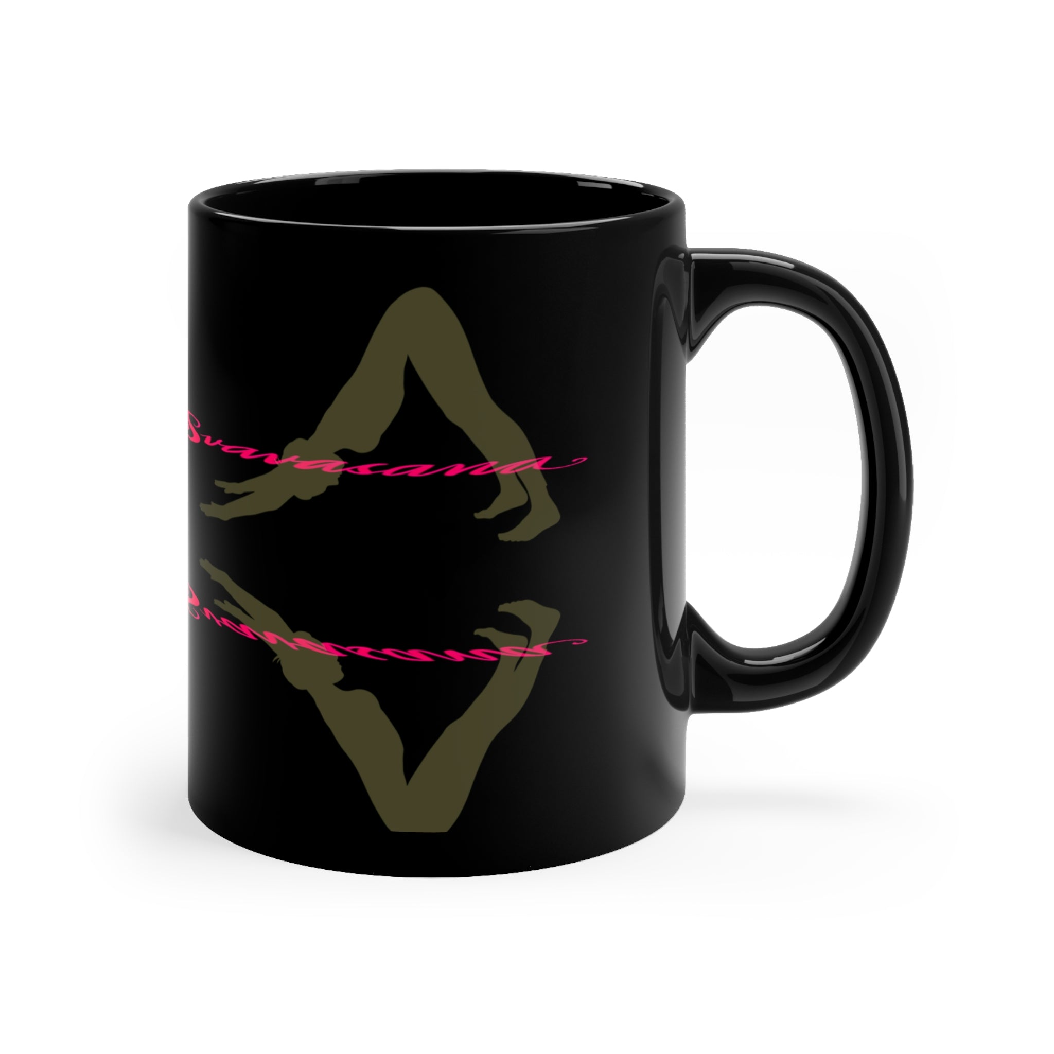 Stylish Black Coffee Mug with Bold Downward Dog Yoga Design - Perfect for Coffee Lovers, Gift for Her, Home Decor, Unique Drinkware, Birthday Gift