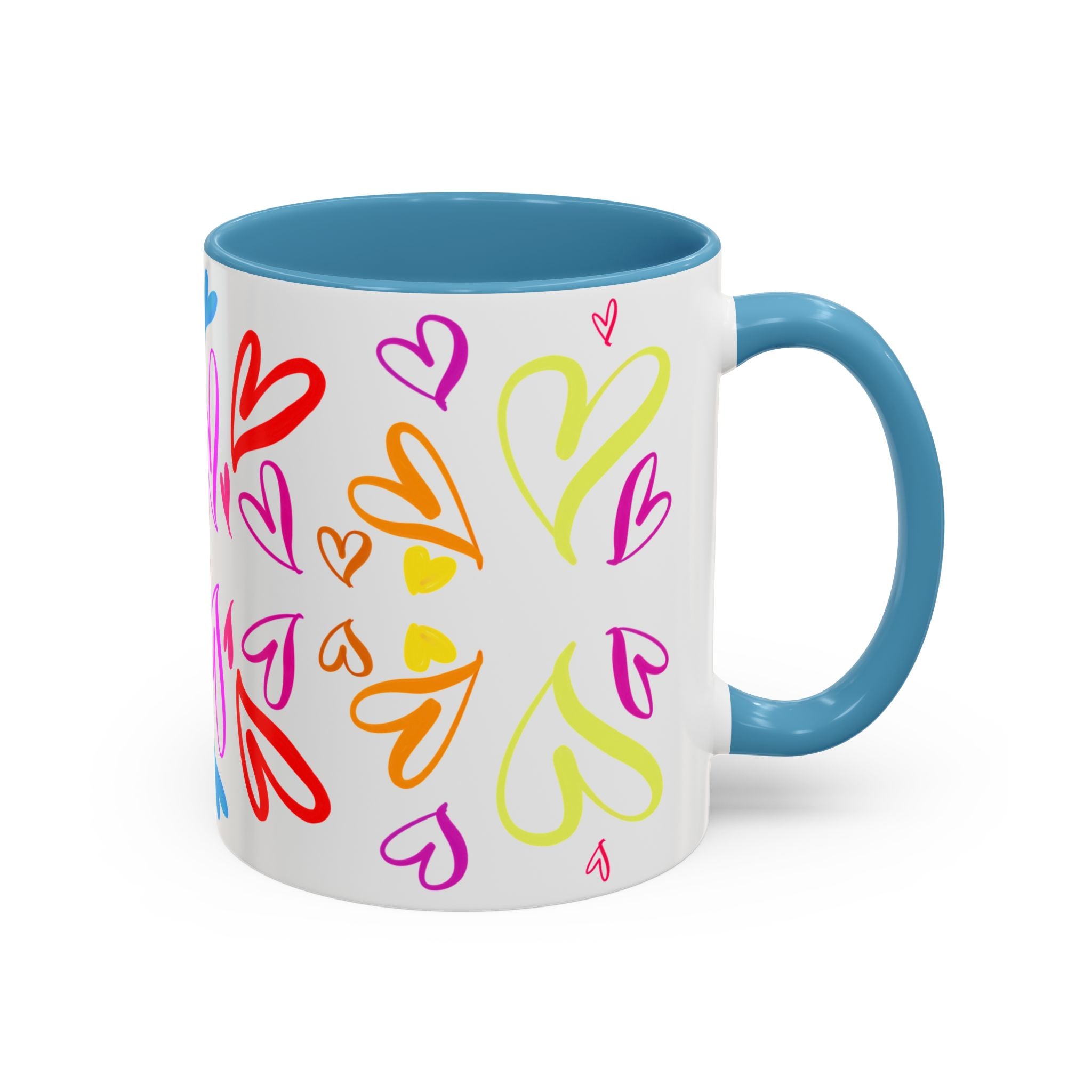 Colorful Heart Accent Coffee Mug | Perfect Gift for Valentine’s Day, Birthdays, Love Notes, and Cozy Mornings