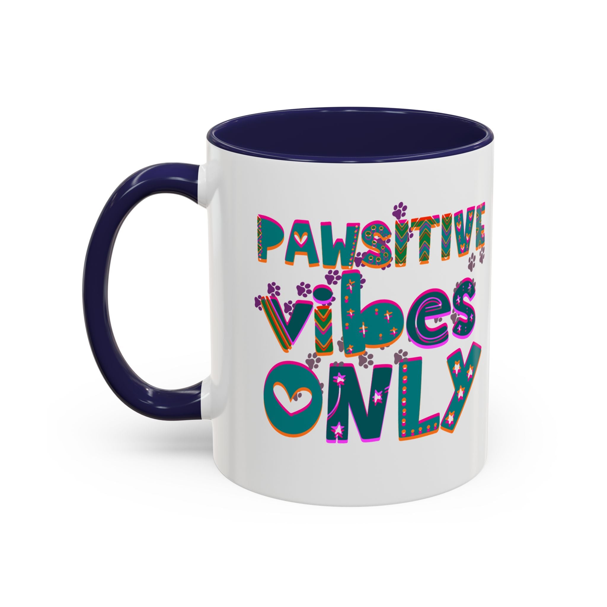 PAWSITIVE VIBES ONLY Accent Coffee Mug (11, 15oz)