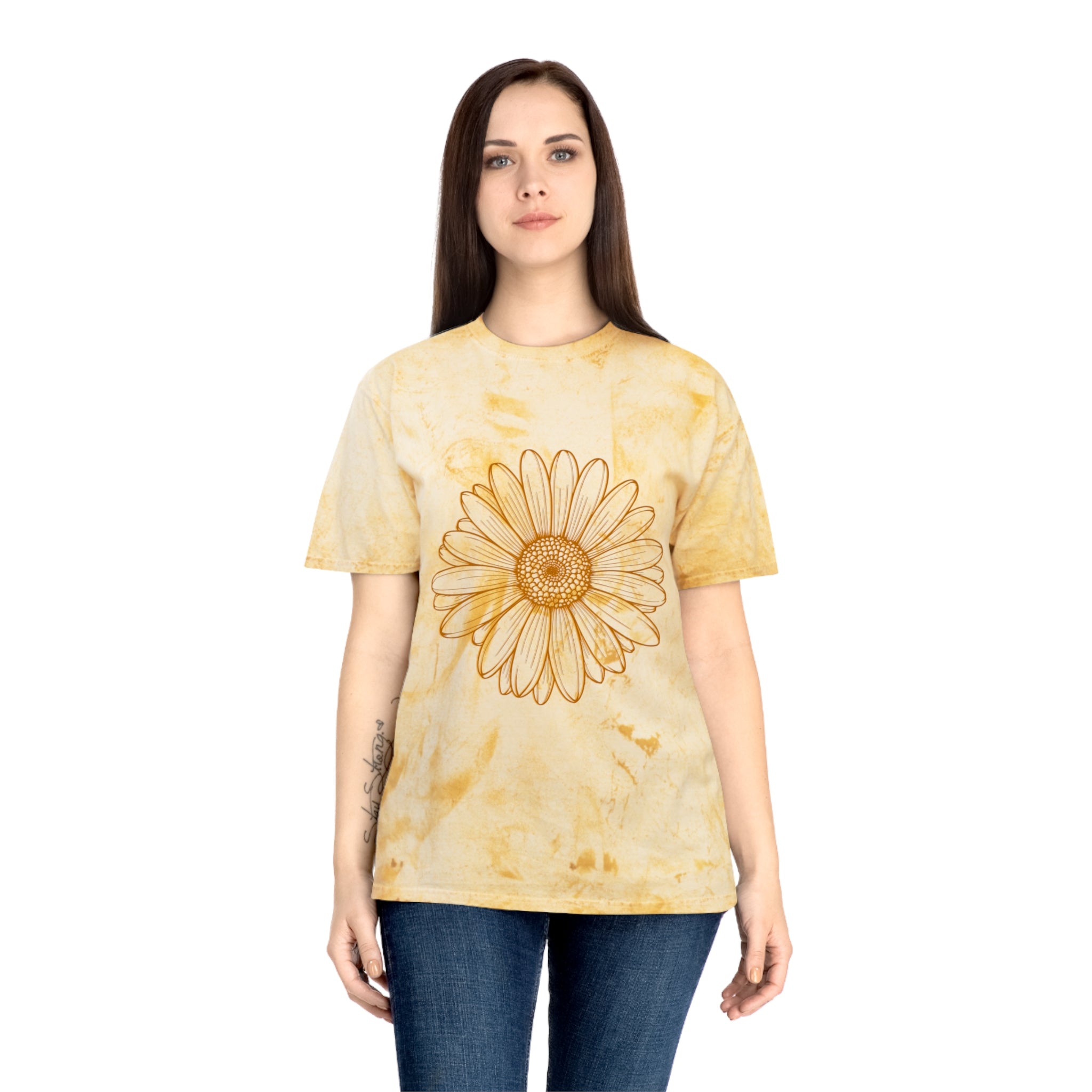 Sunflower Tie-Dye T-Shirt, Boho Tee, Summer Fashion, Eco-Friendly Gift, Casual Style, Nature Lover's Apparel