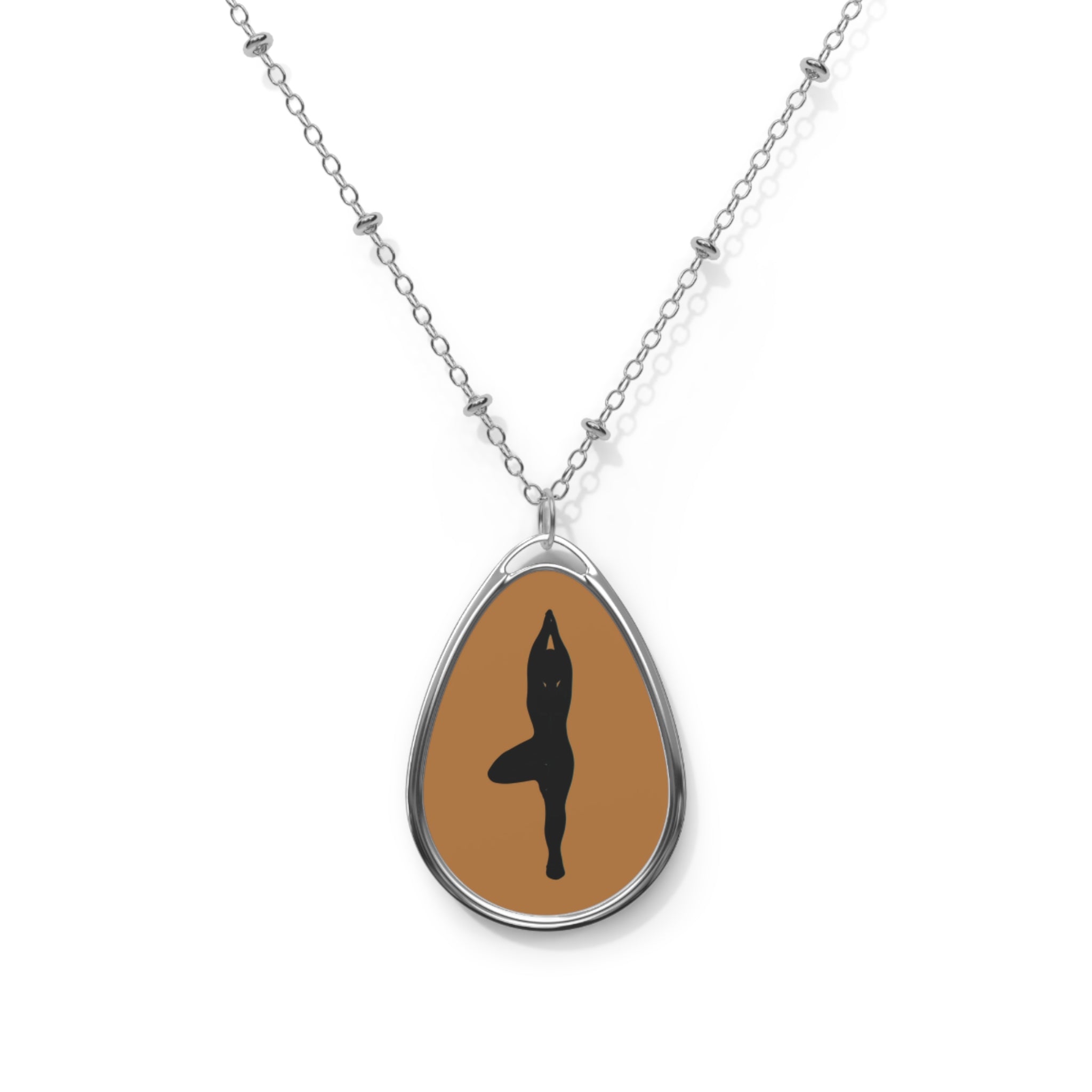 Yoga-Inspired Oval Necklace - Teardrop Pendant for Mindfulness and Style