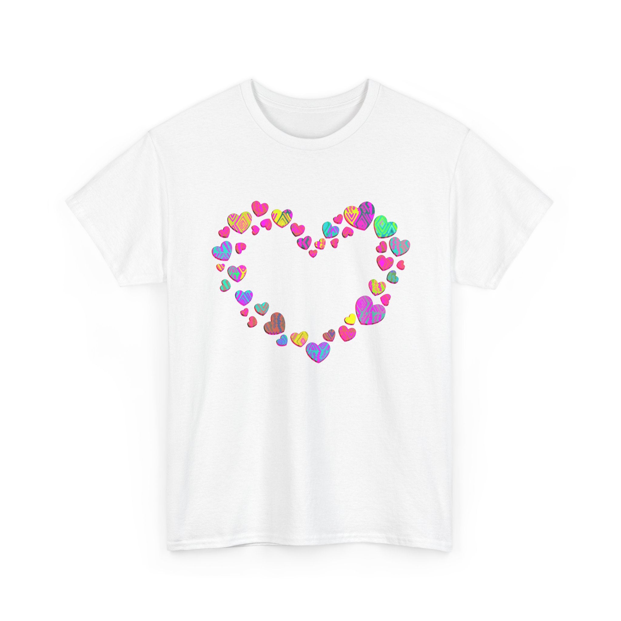 Colorful Heart With subtle African print pattern Unisex Heavy Cotton Tee - Perfect for Love, Friendship & Celebrations