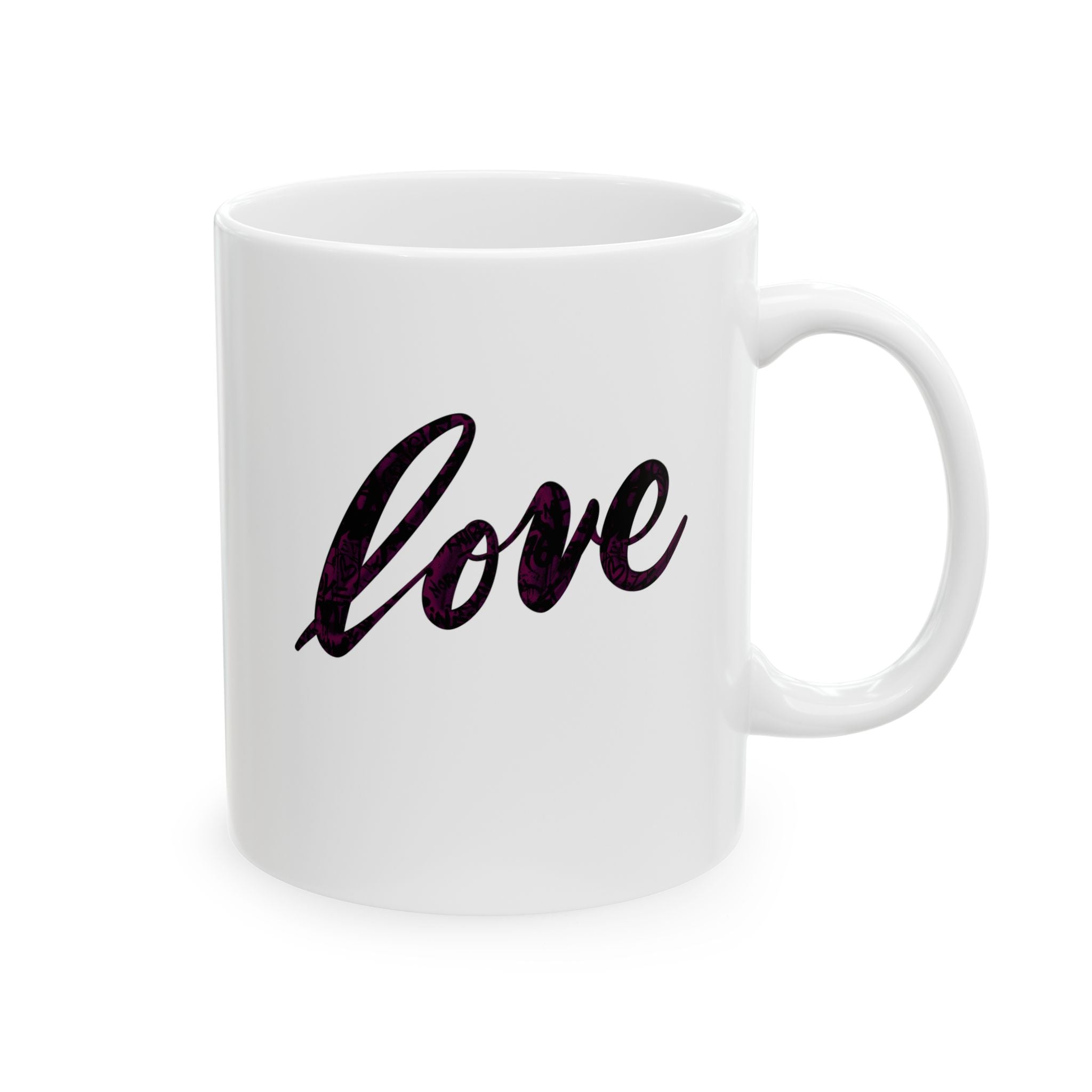 Love Ceramic Mug —Handwritten Script Coffee Cup (11oz)