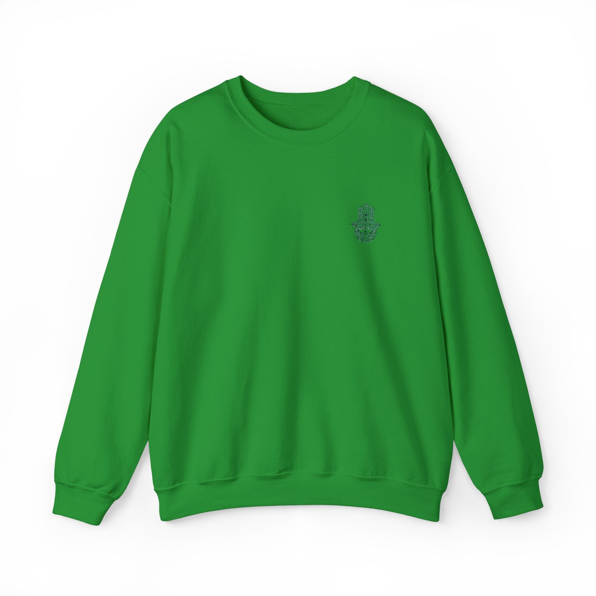 Little Hamsa Hand Heavy Blend™ Crewneck Sweatshirt - Green Inspirational Pullover