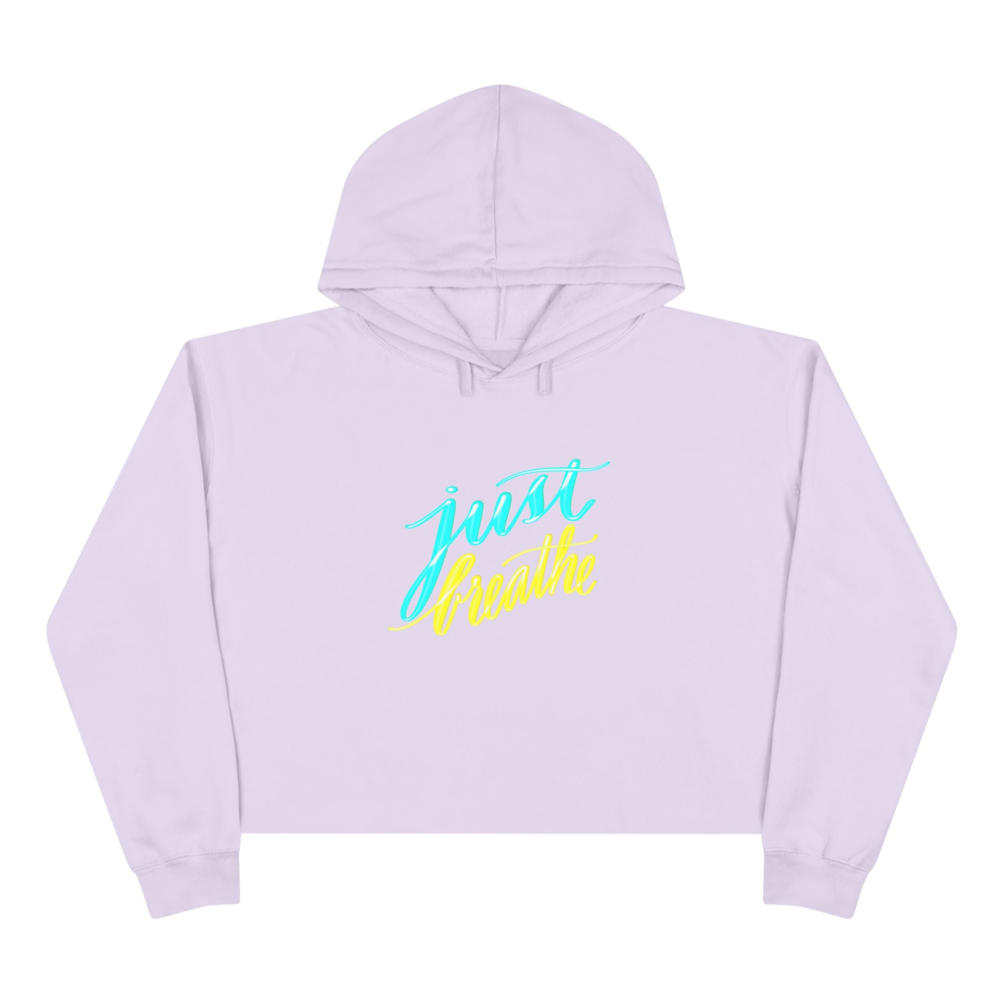Just Breathe Crop Hoodie - Inspirational Relaxed Fit for Stress Relief and Comfort