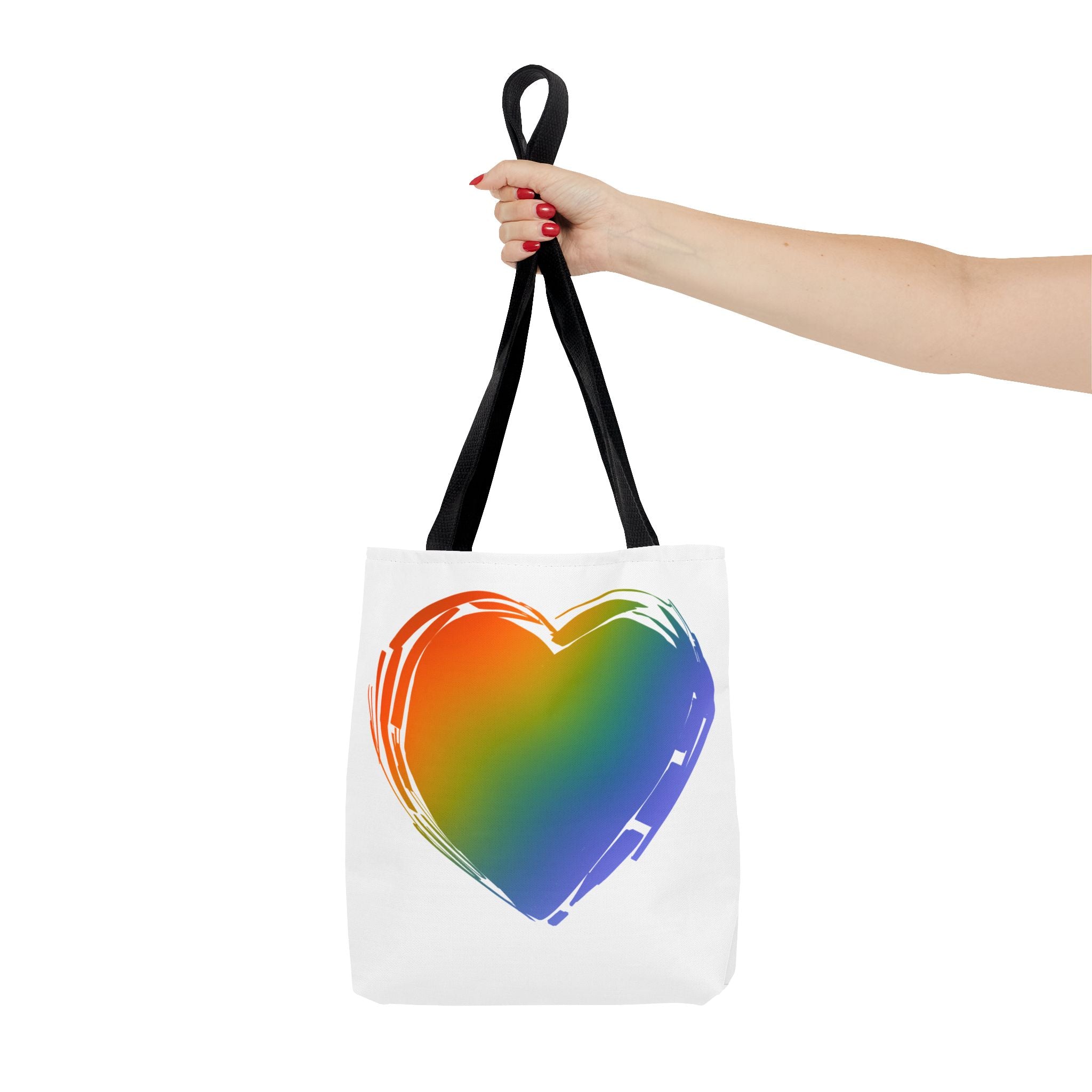 Rainbow Heart Tote Bag | Colorful Love Canvas Bag for Everyday Use