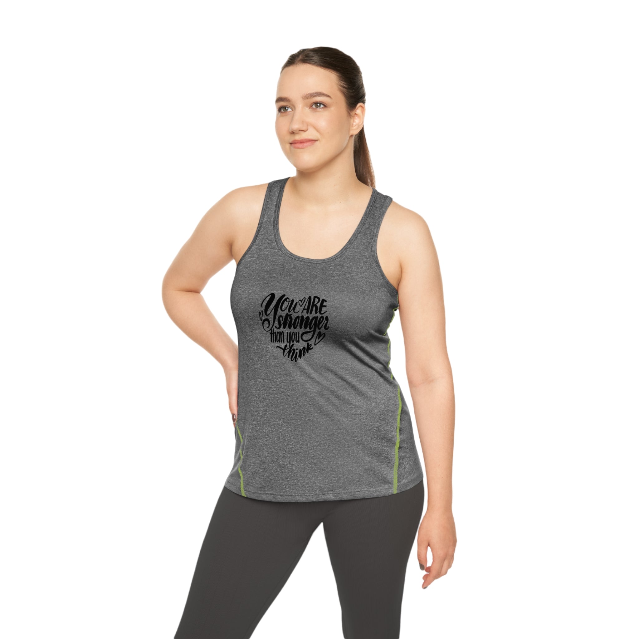 STRONGER THAN YOU THINK Calligraphy Women's Racerback Sports Top