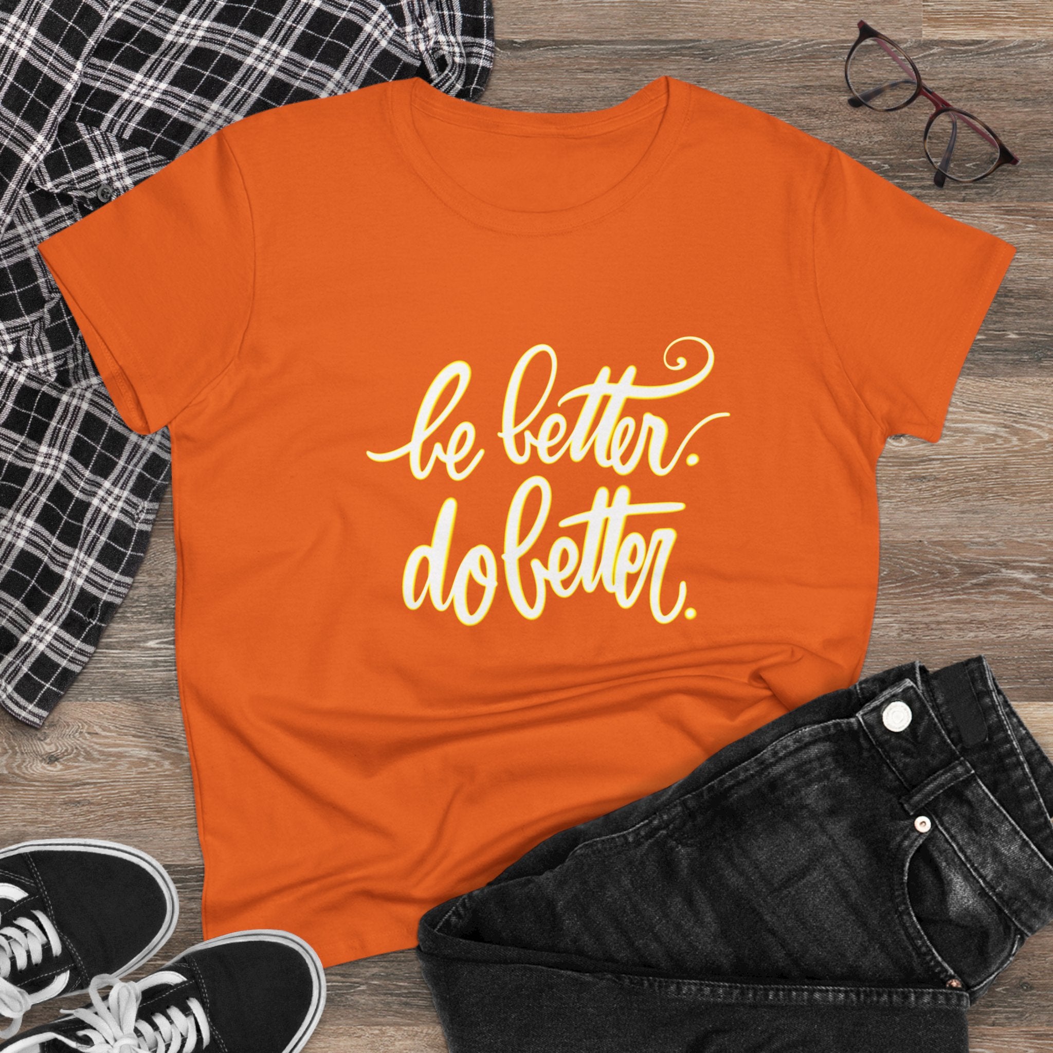 Inspirational Women's Midweight Cotton Tee - 'Be Better, Do Better'