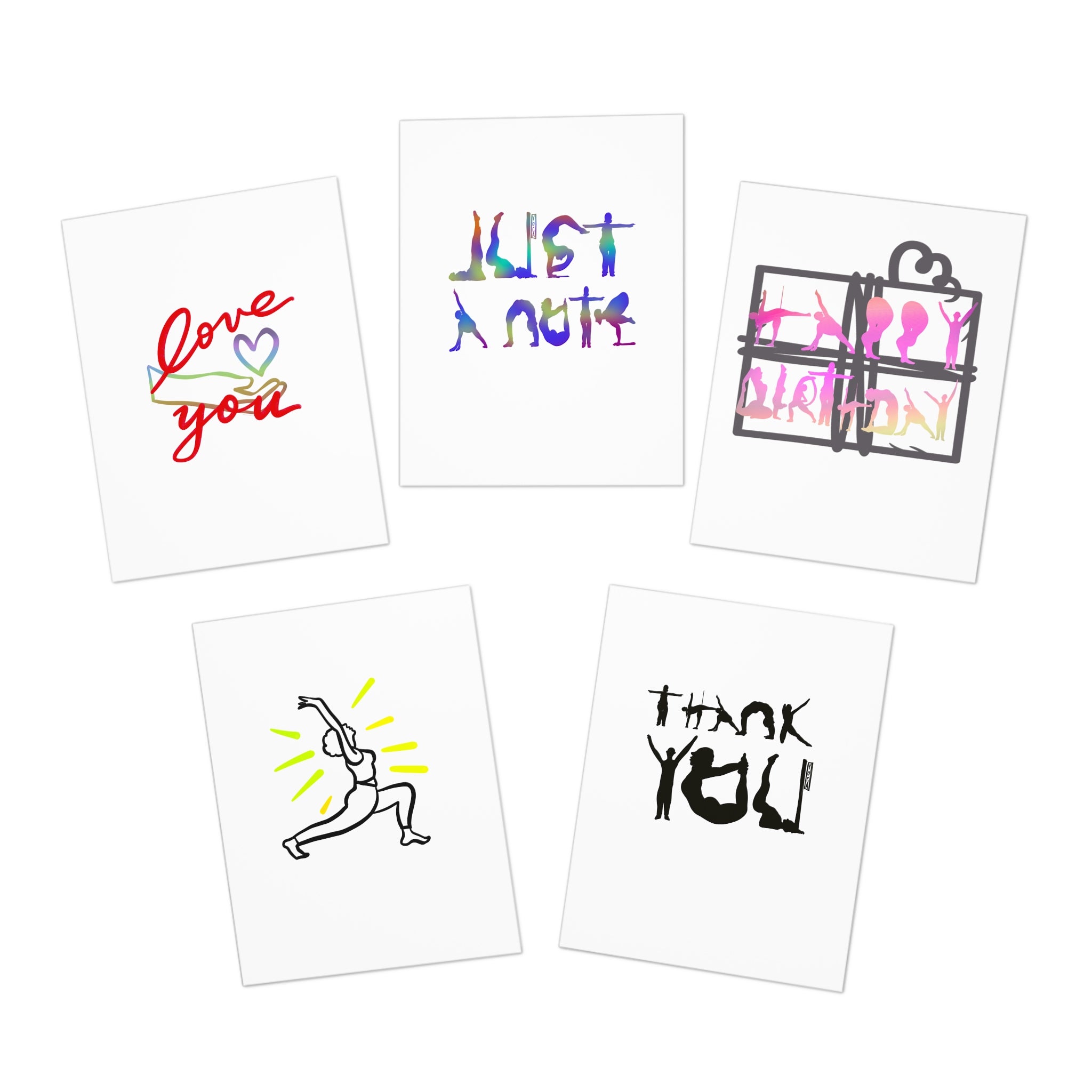 Yoga Greeting Cards (5-Pack) — Blank Inside Multi-Design Note Cards